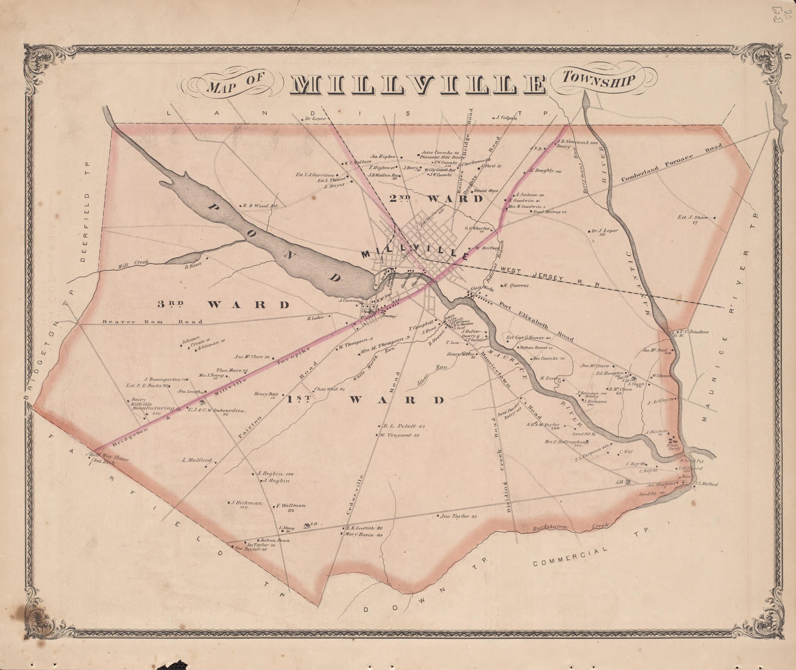 Old Map Of Cumberland County New Jersey 1876 Millville Township 1001288 20 