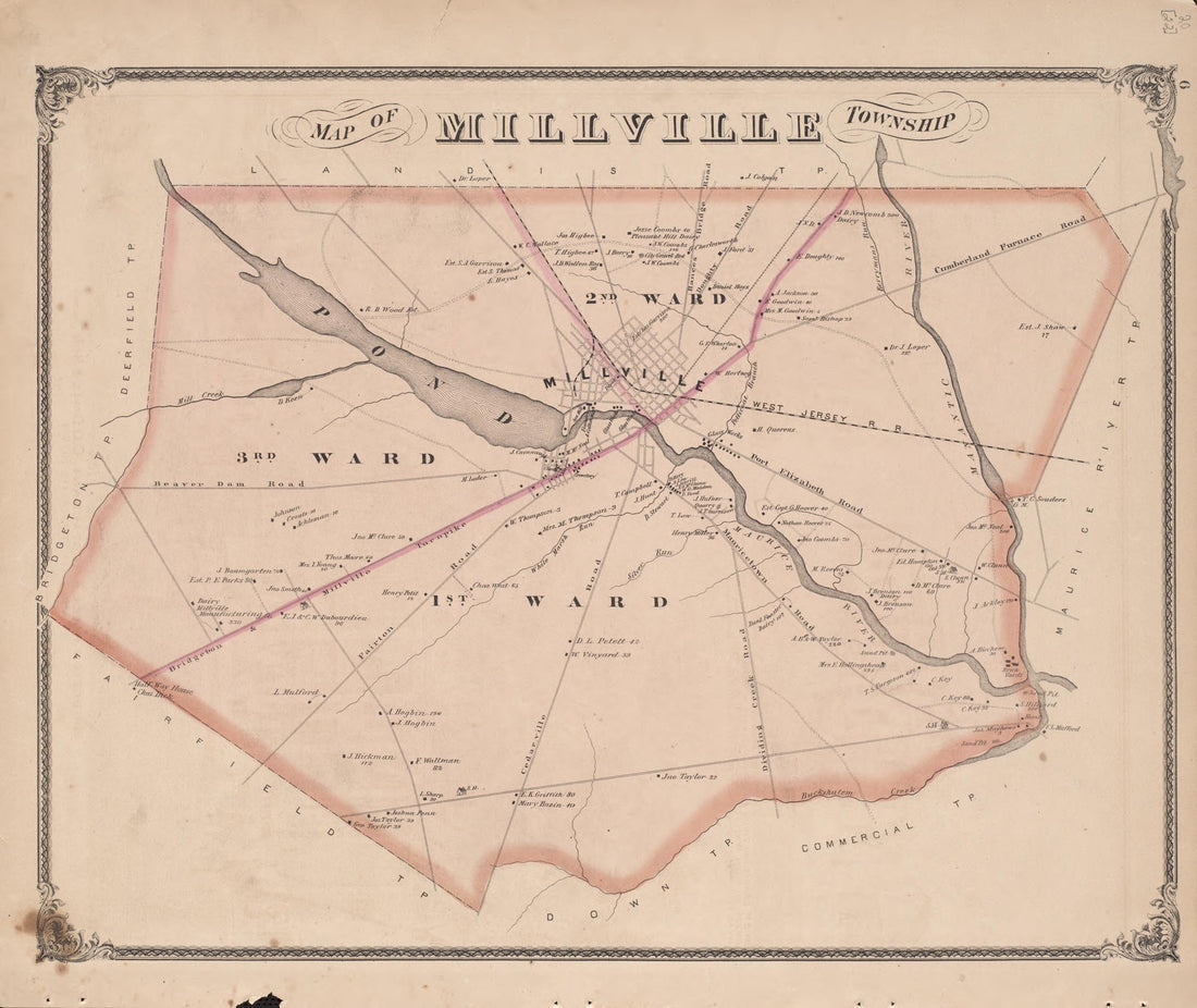 Millville Township from Combination Atlas Map of Cumberland County, New Jersey 1876 by Relic Map Company