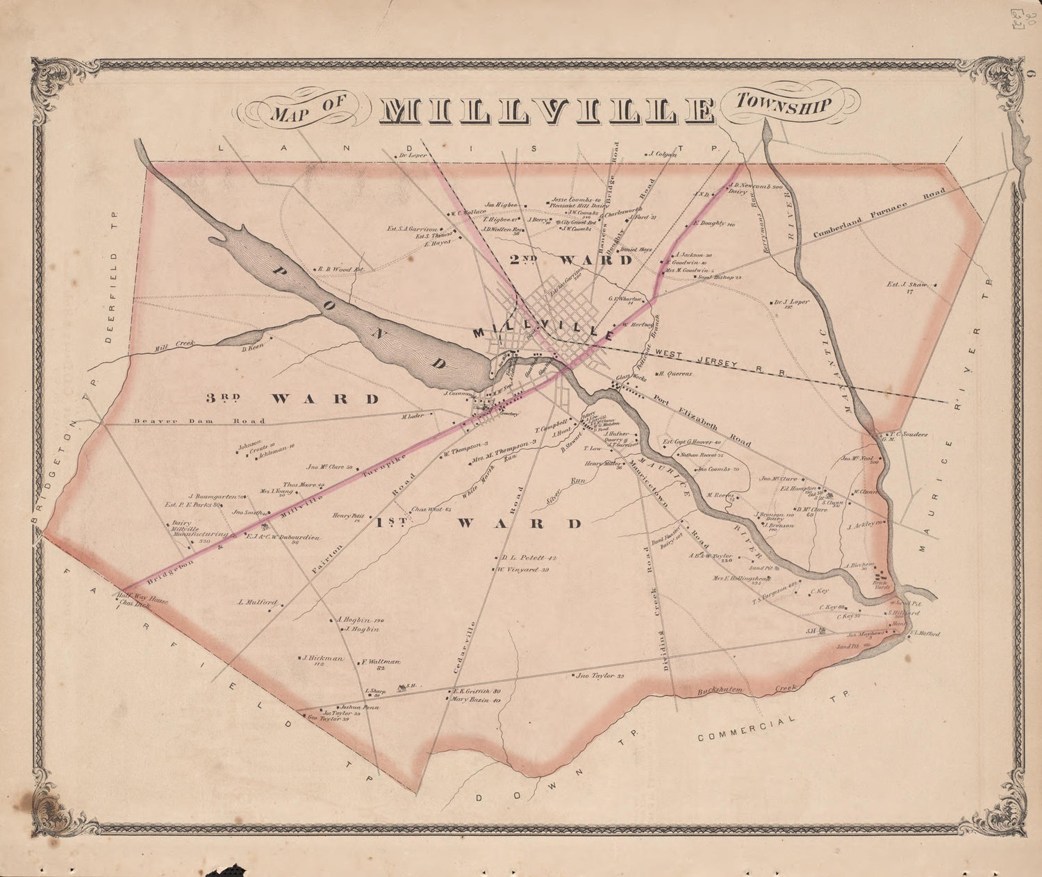 Millville Township from Combination Atlas Map of Cumberland County, New Jersey 1876 by Relic Map Company