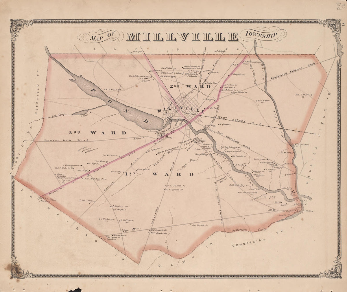 Millville Township from Combination Atlas Map of Cumberland County, New Jersey 1876 by Relic Map Company