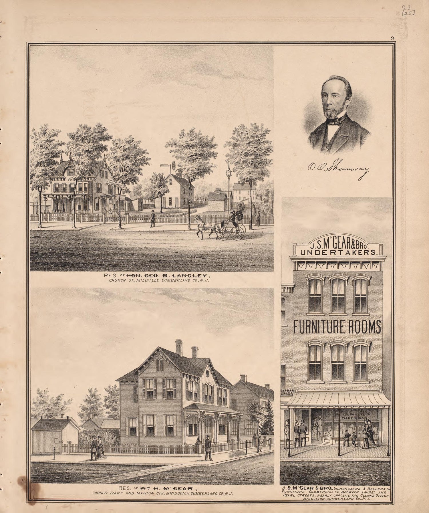 3 Views of Property and 1 Portrait from Combination Atlas Map of Cumberland County, New Jersey 1876 by Relic Map Company