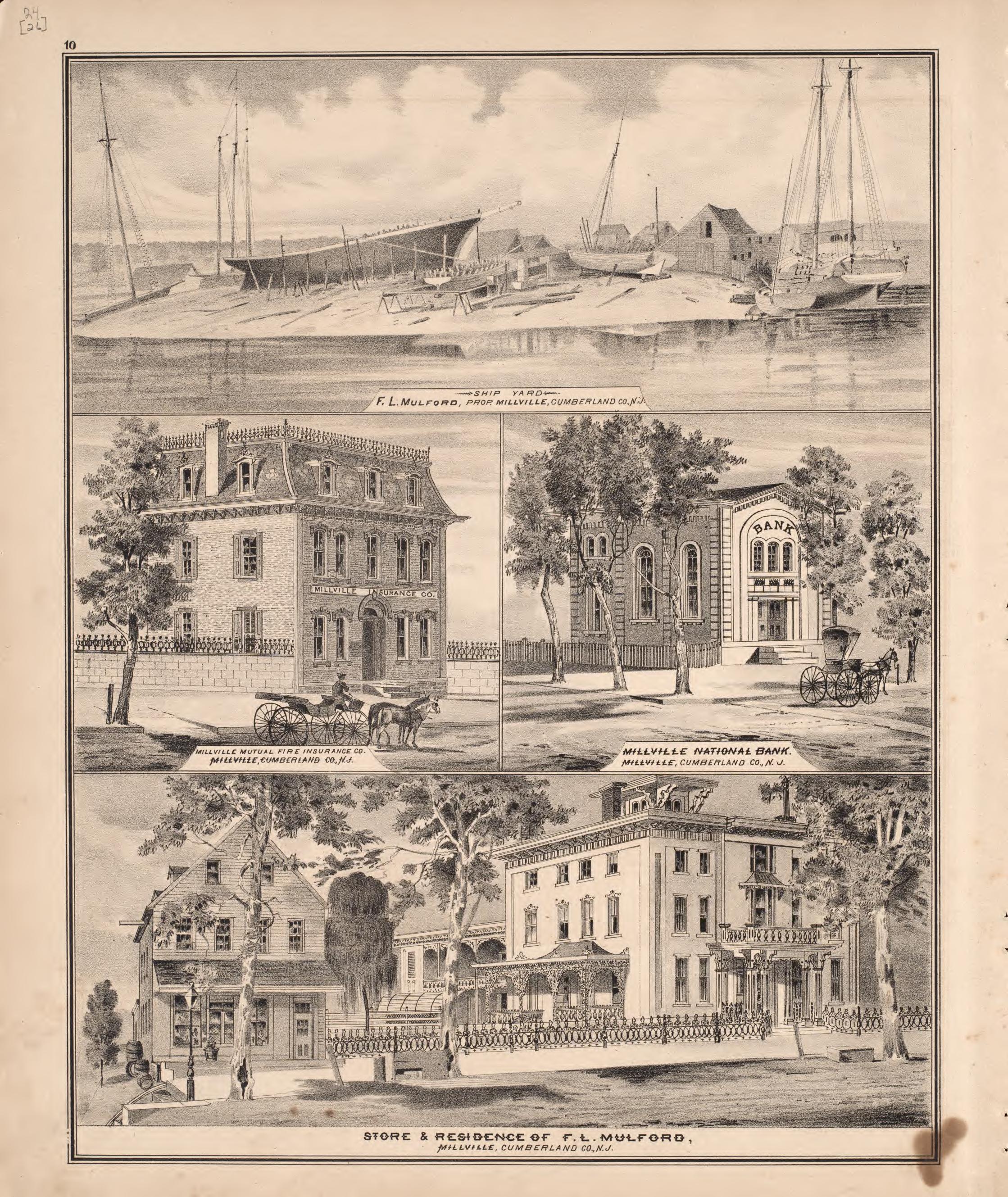 4 Views of Property from Combination Atlas Map of Cumberland County, New Jersey 1876 by Relic Map Company