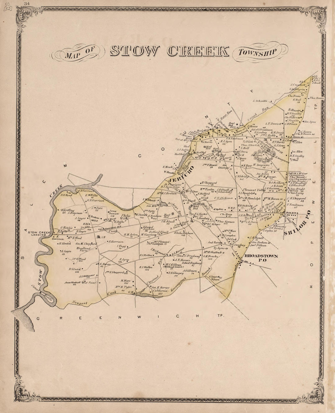 Stow Creek Township from Combination Atlas Map of Cumberland County, New Jersey 1876 by Relic Map Company