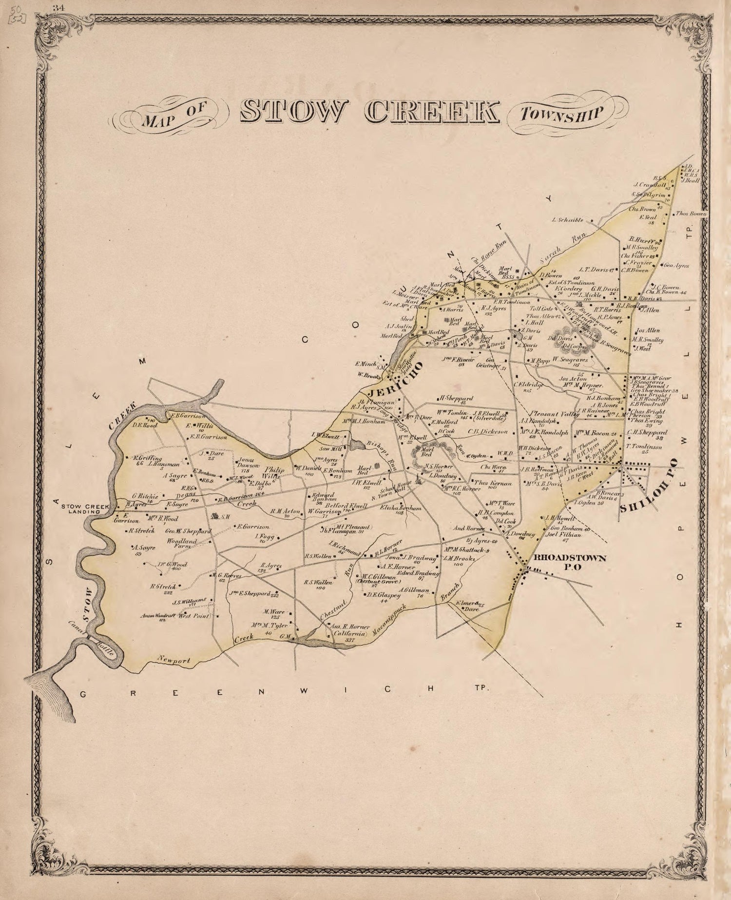 Stow Creek Township from Combination Atlas Map of Cumberland County, New Jersey 1876 by Relic Map Company