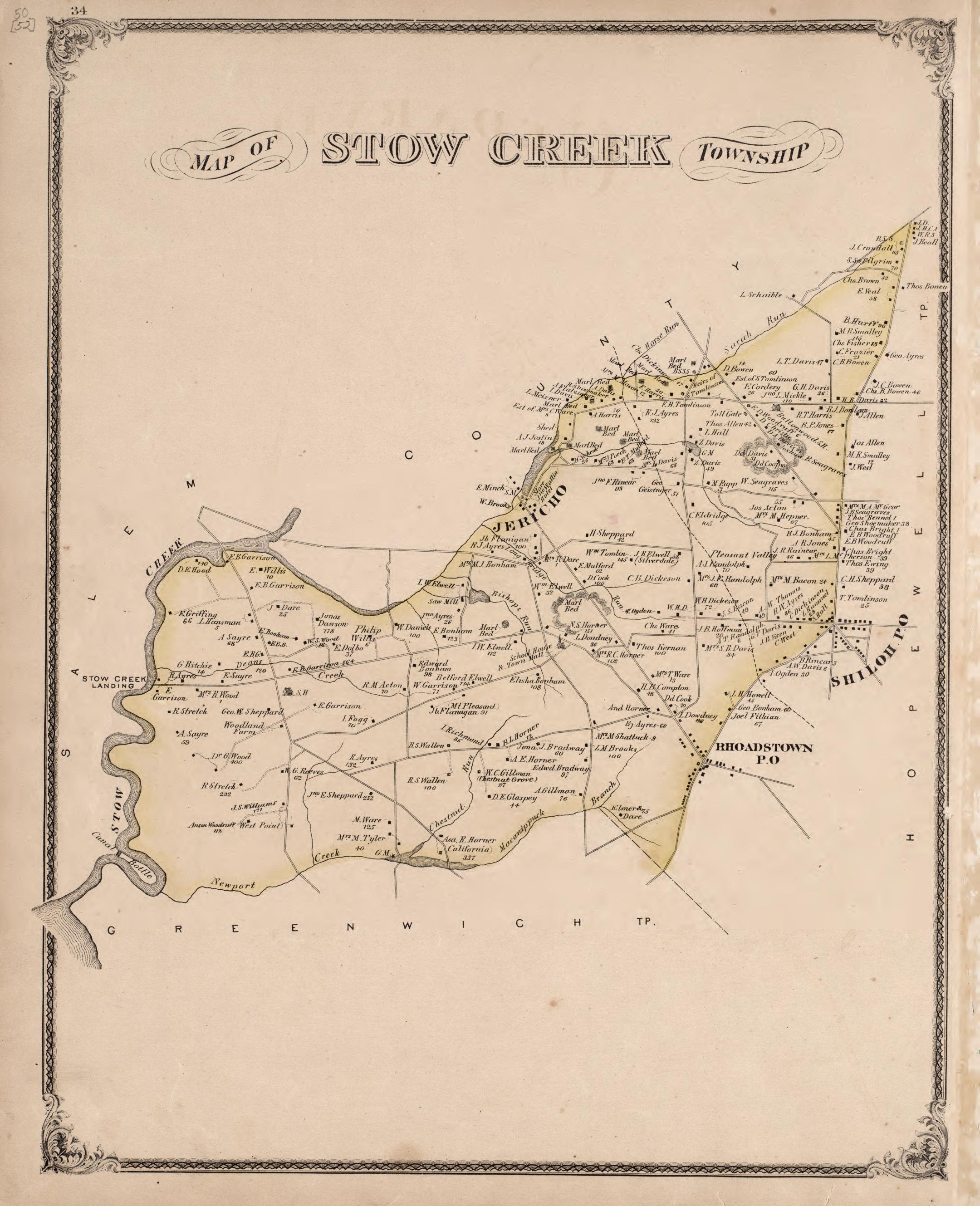 Stow Creek Township from Combination Atlas Map of Cumberland County, New Jersey 1876 by Relic Map Company