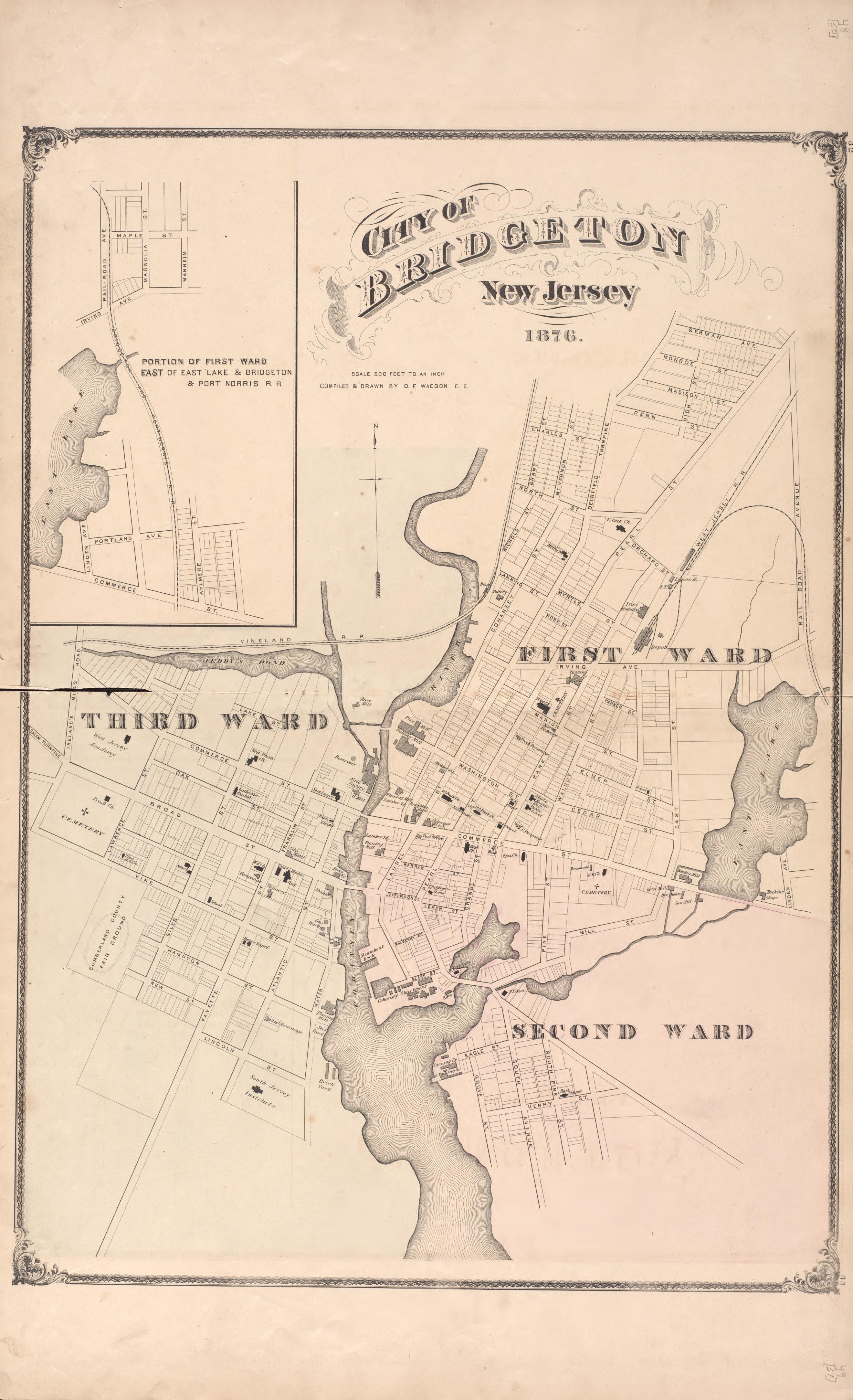 Bridgeton from Combination Atlas Map of Cumberland County, New Jersey 1876 by Relic Map Company