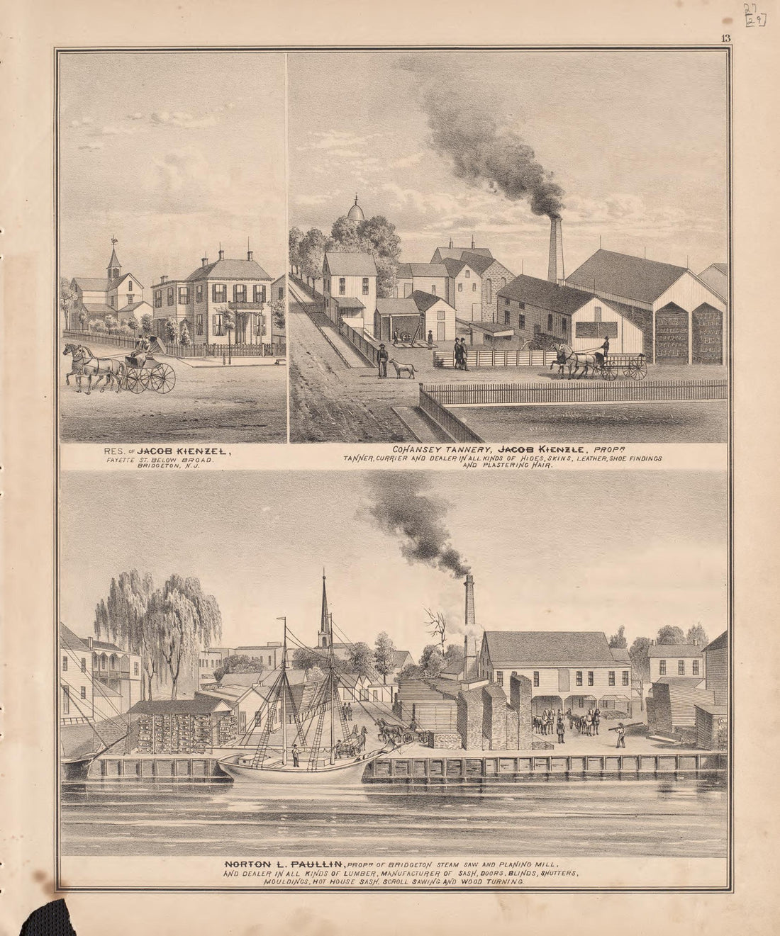 3 Views of Property from Combination Atlas Map of Cumberland County, New Jersey 1876 by Relic Map Company