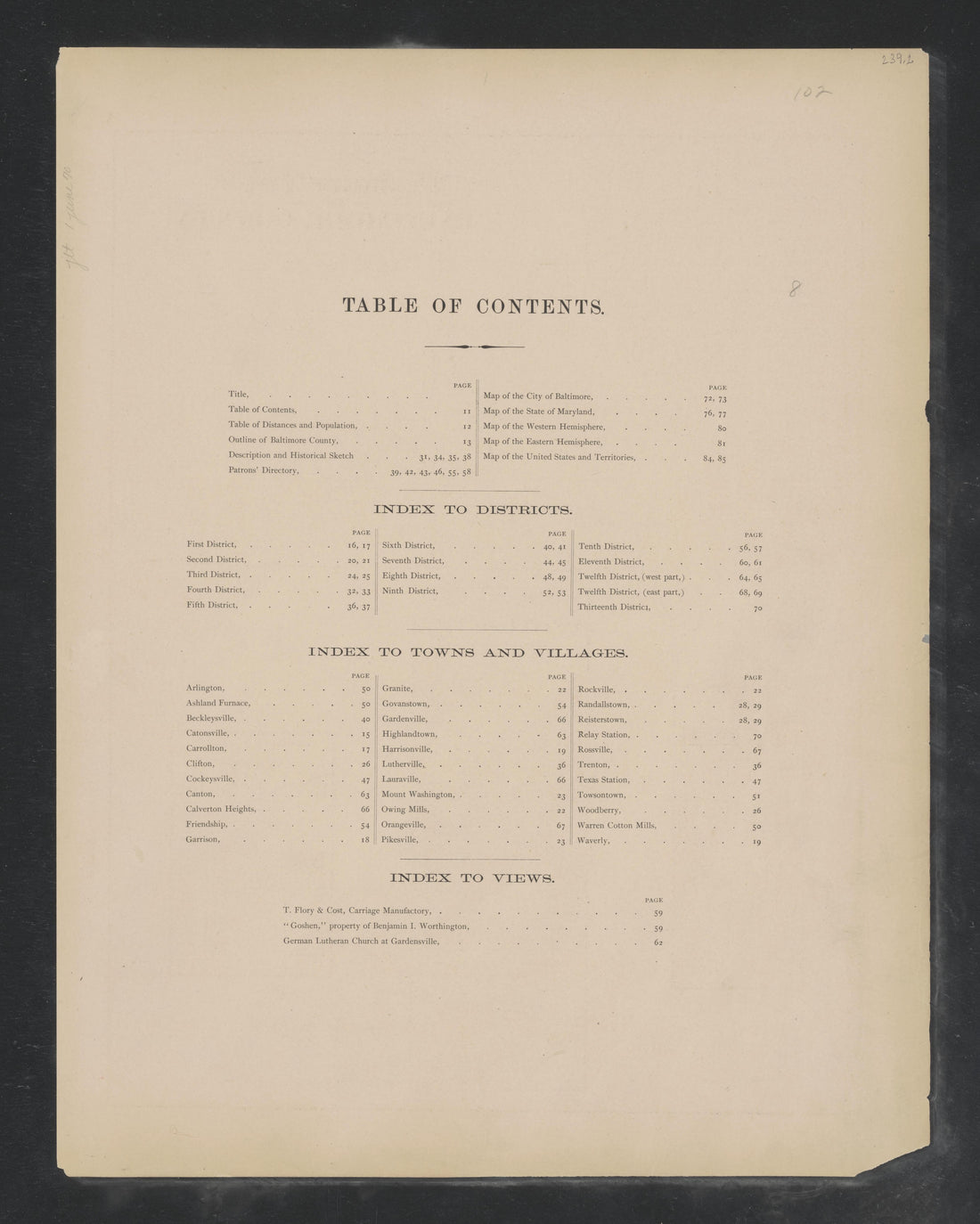 Image 2 of Atlas of Baltimore County, Maryland from Atlas of Baltimore County, Maryland 1877 by Relic Map Company