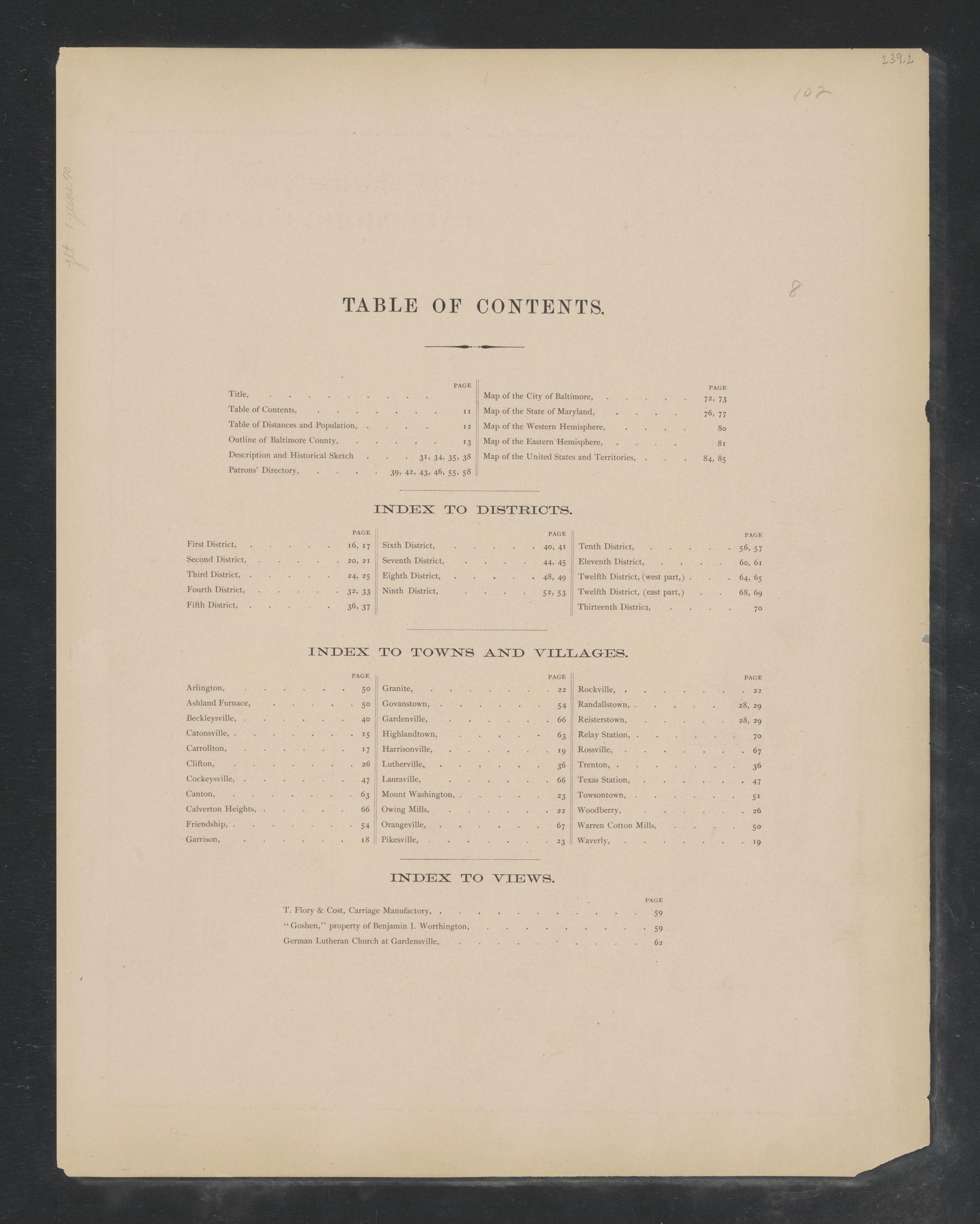 Image 2 of Atlas of Baltimore County, Maryland from Atlas of Baltimore County, Maryland 1877 by Relic Map Company