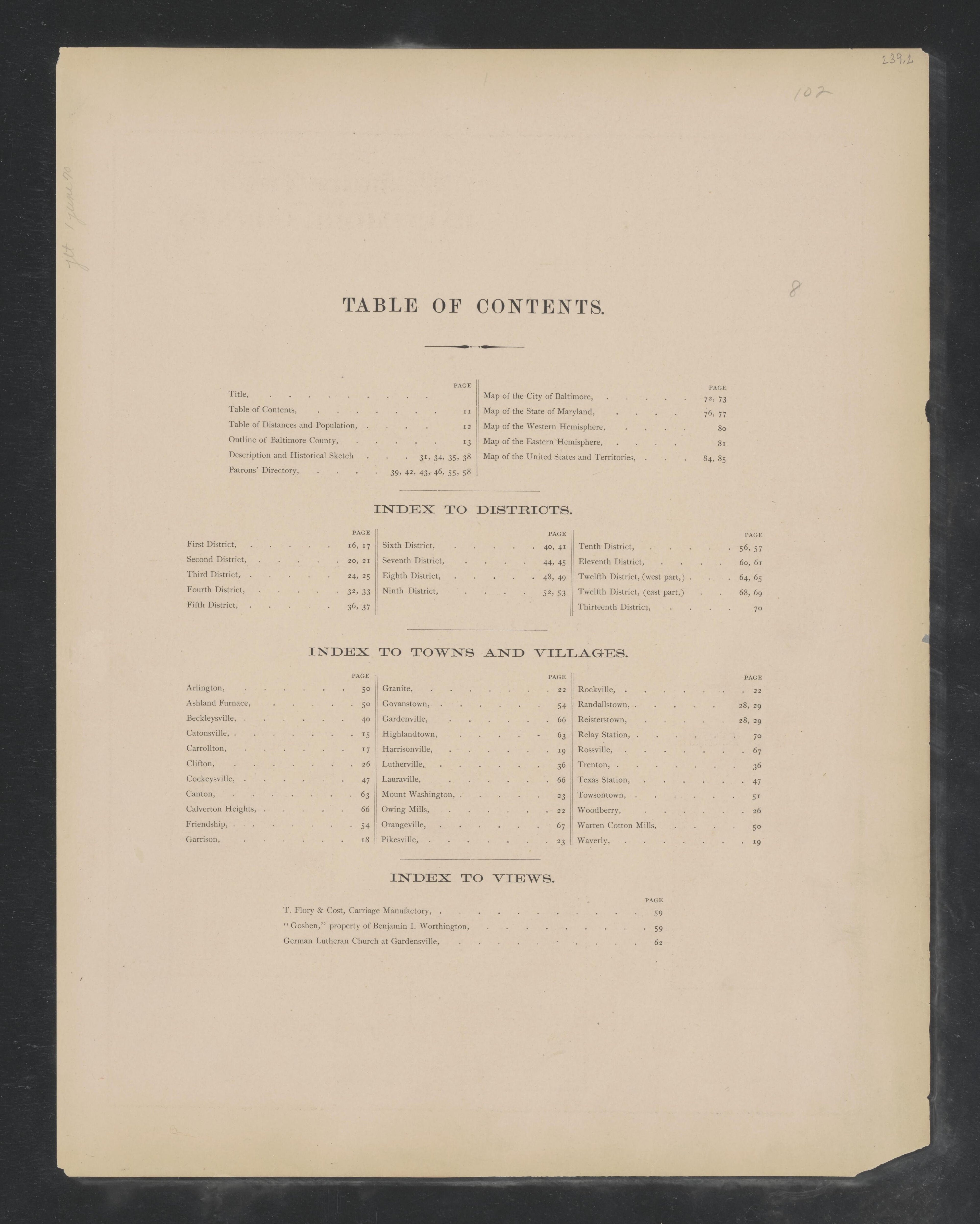 Image 2 of Atlas of Baltimore County, Maryland from Atlas of Baltimore County, Maryland 1877 by Relic Map Company
