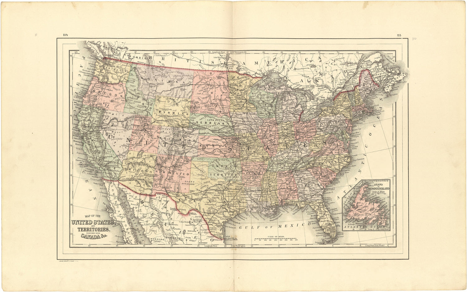 Map of the United States and Territories Together With Canada &amp;c. from Meacham&