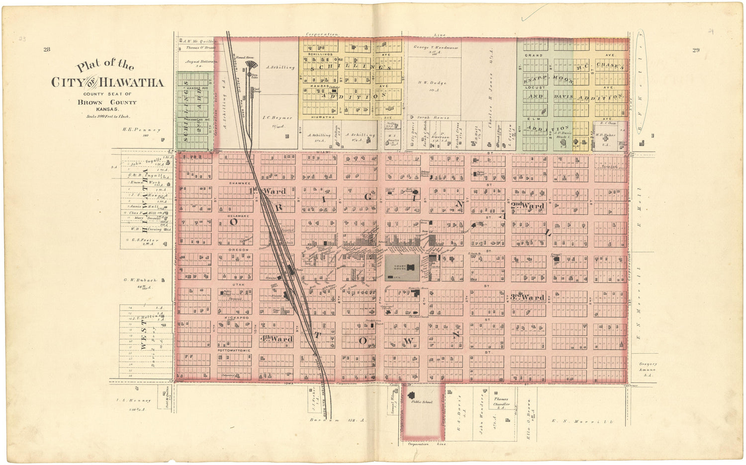 Plat of the City of Hiawatha from Meacham&