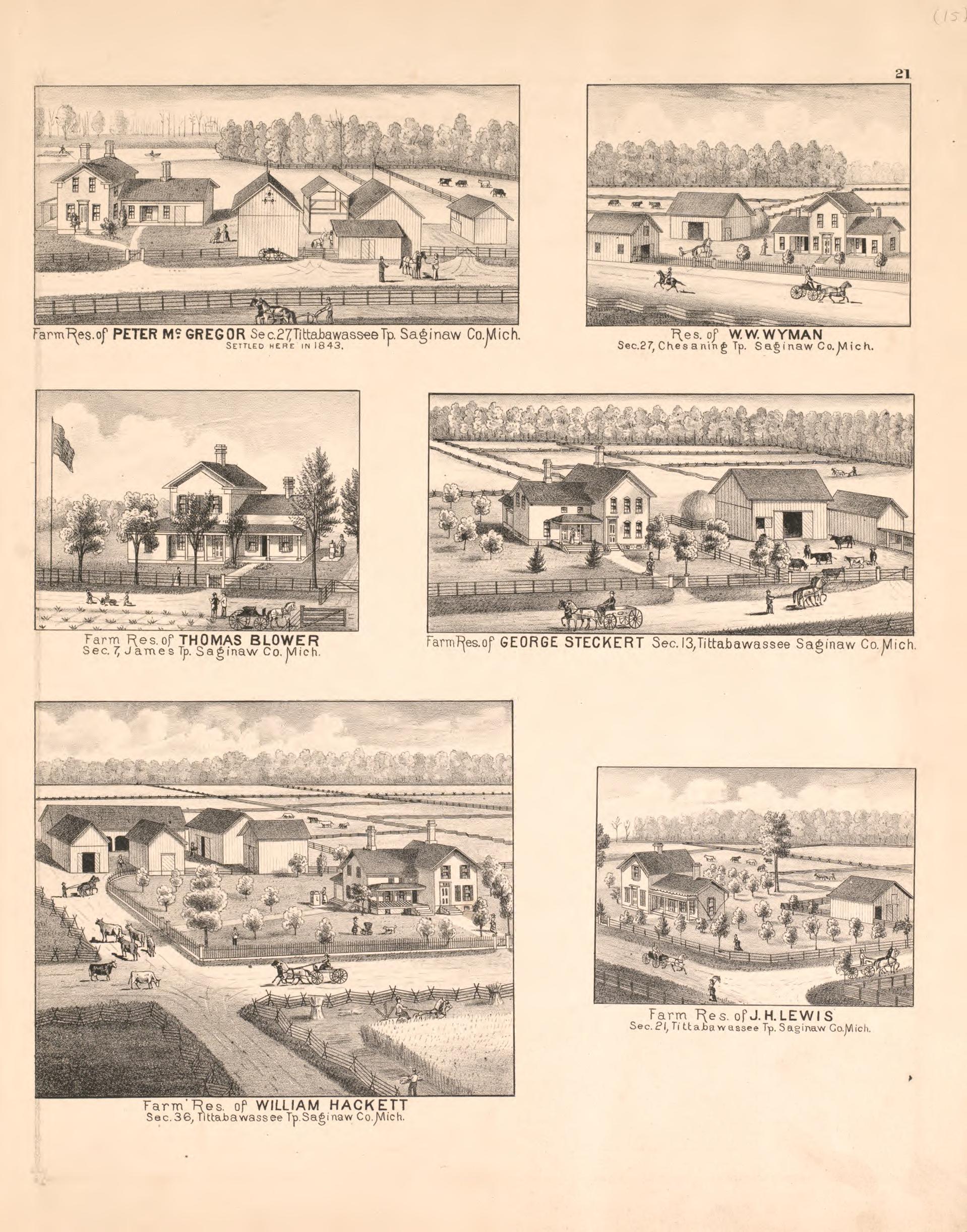 Residences from Atlas of Saginaw County, Michigan : from Recent and Actual Surveys and Records 1877 by Relic Map Company