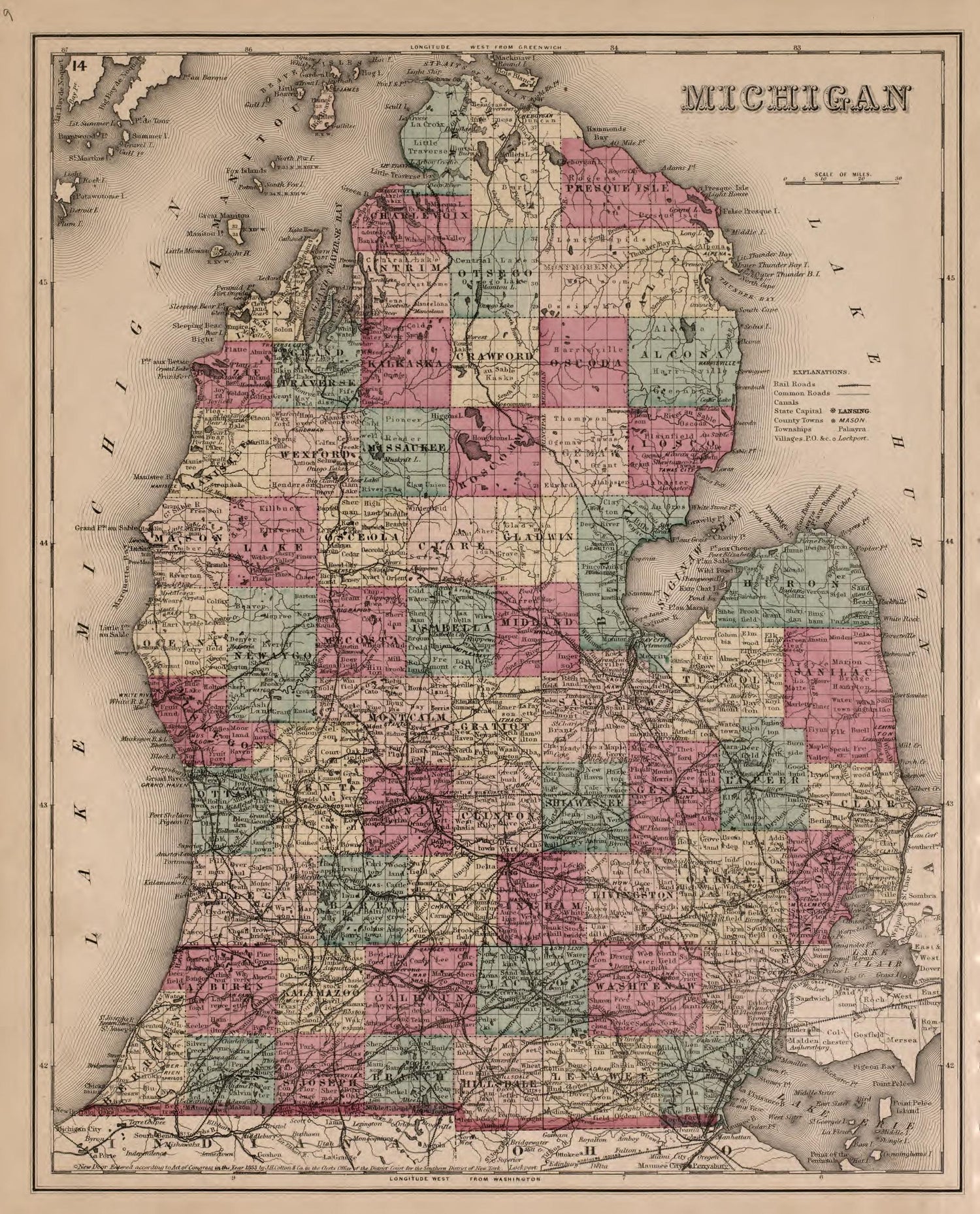 Michigan from Atlas of Saginaw County, Michigan : from Recent and Actual Surveys and Records 1877 by Relic Map Company