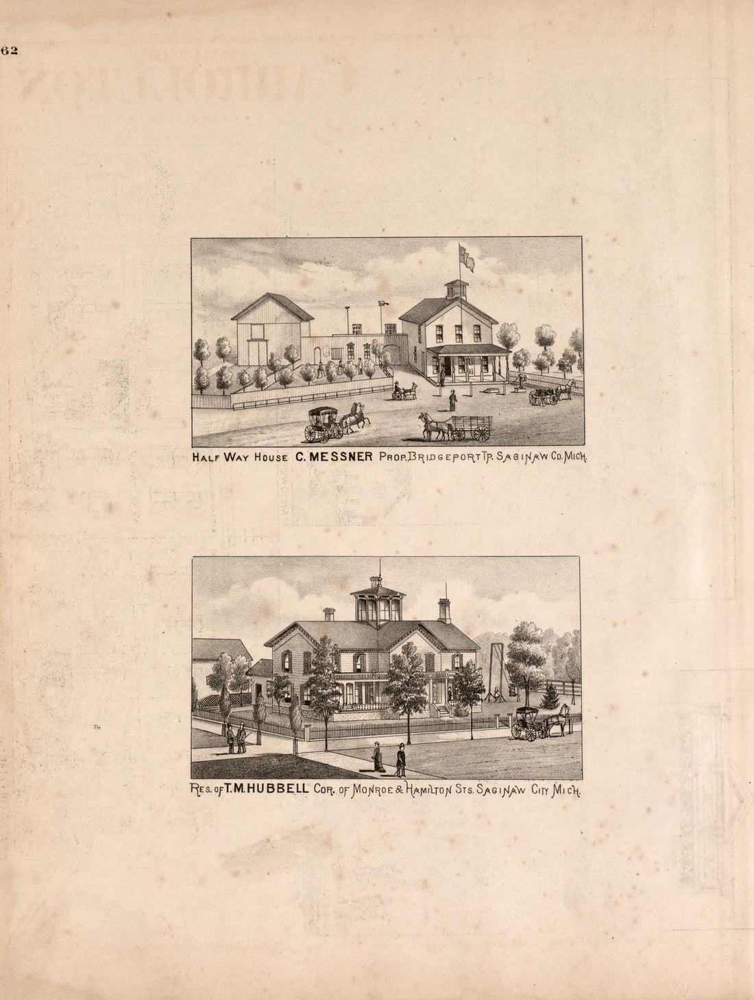 2 Views from Atlas of Saginaw County, Michigan : from Recent and Actual Surveys and Records 1877 by Relic Map Company