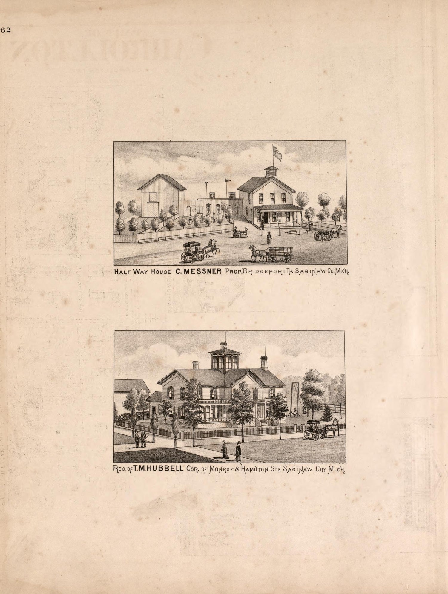 2 Views from Atlas of Saginaw County, Michigan : from Recent and Actual Surveys and Records 1877 by Relic Map Company