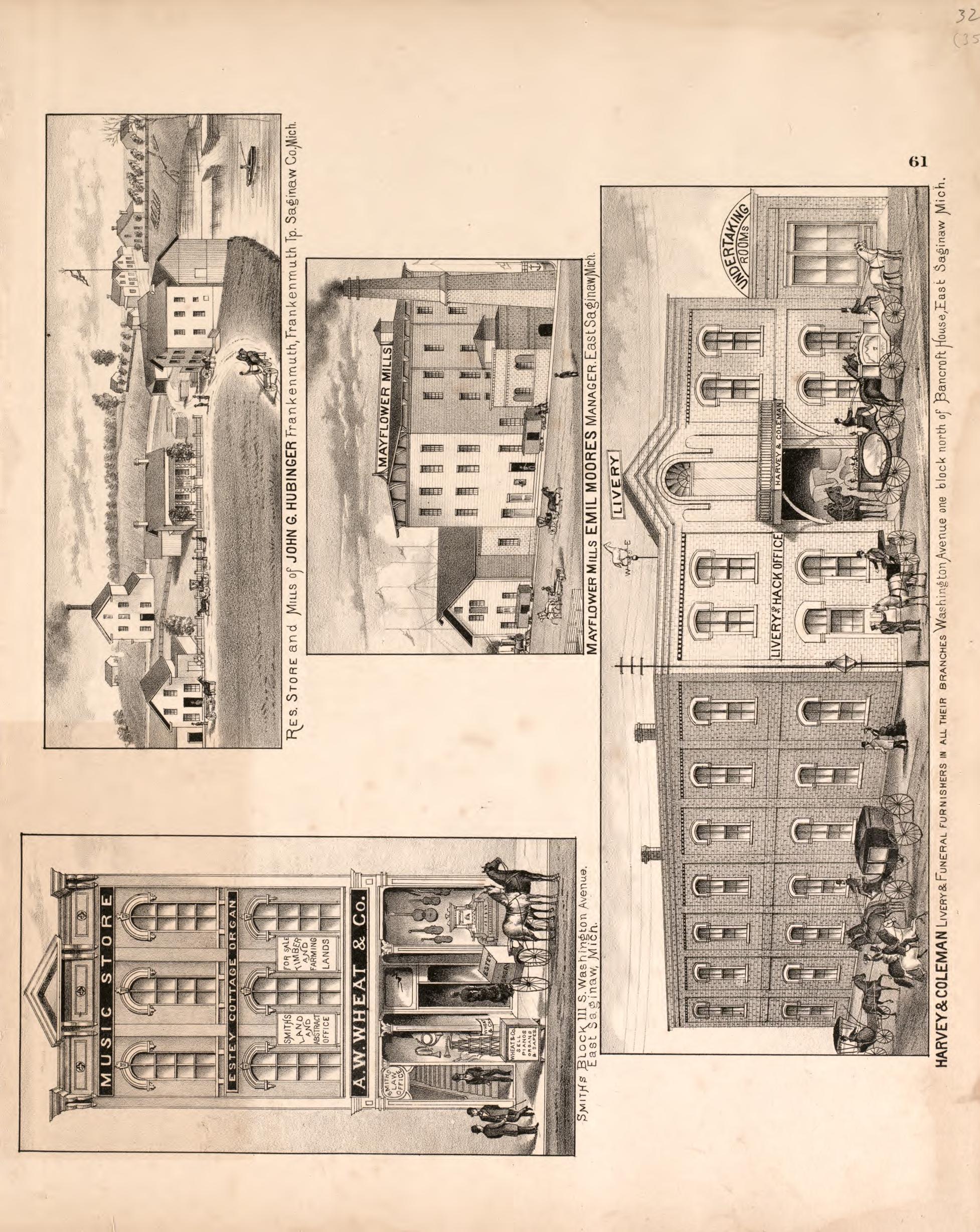 4 Views of Frankenmuth and East Saginaw from Atlas of Saginaw County, Michigan : from Recent and Actual Surveys and Records 1877 by Relic Map Company