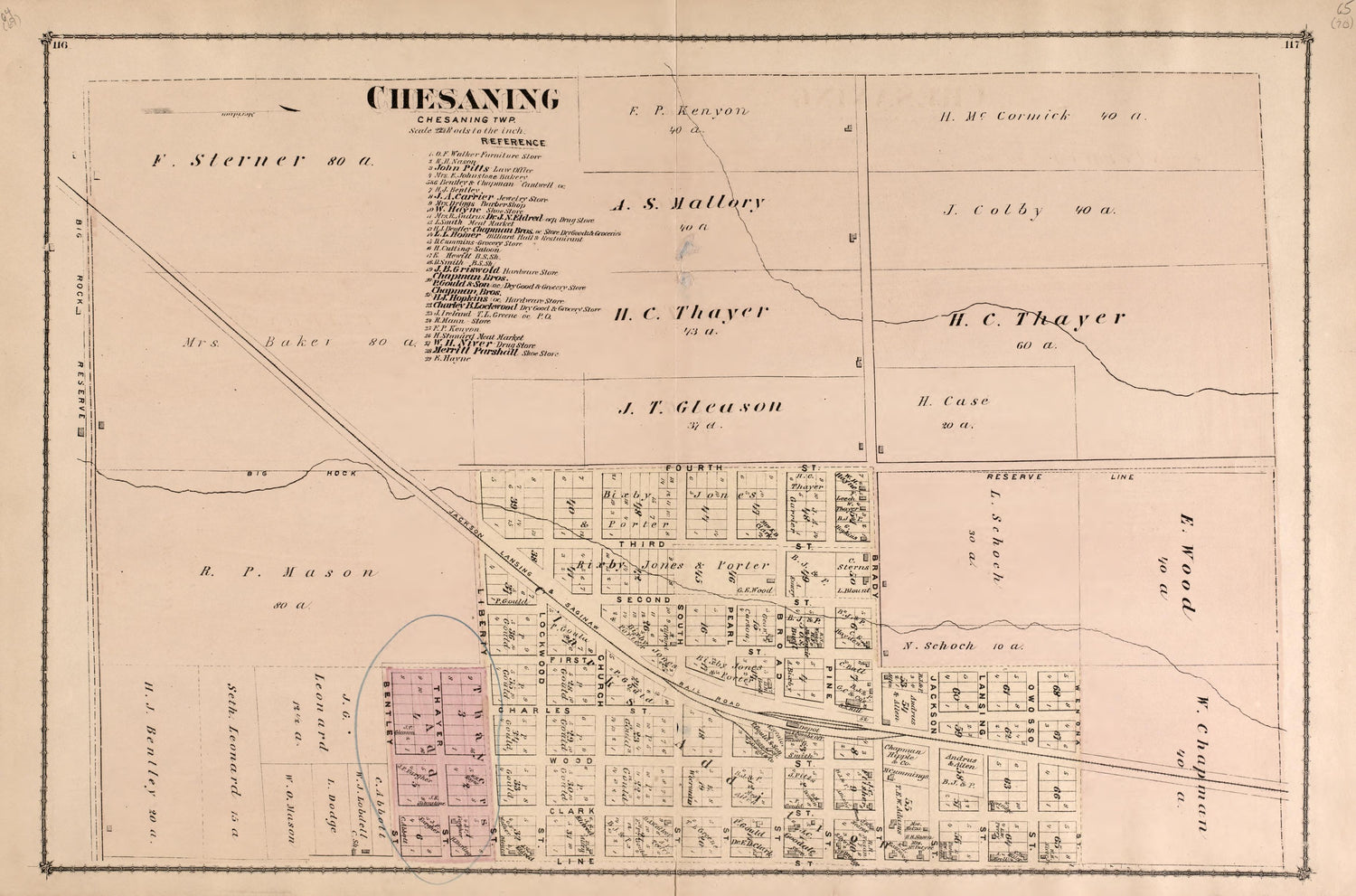 Chesaning Township from Atlas of Saginaw County, Michigan : from Recent and Actual Surveys and Records 1877 by Relic Map Company