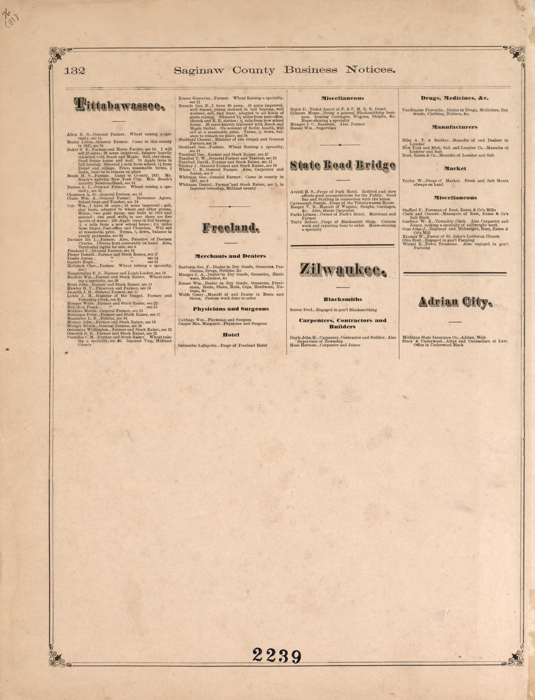 Business Notices, P. 8 from Atlas of Saginaw County, Michigan : from Recent and Actual Surveys and Records 1877 by Relic Map Company