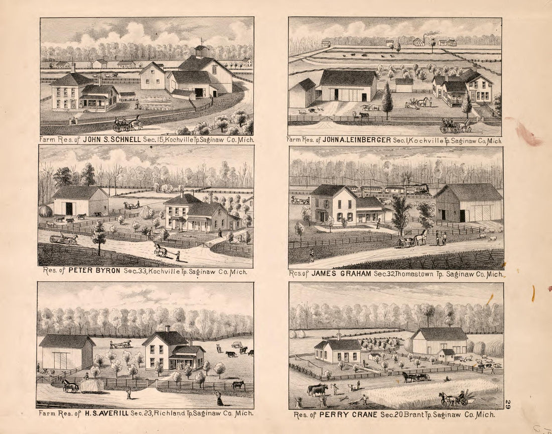 6 Views from Atlas of Saginaw County, Michigan : from Recent and Actual Surveys and Records 1877 by Relic Map Company