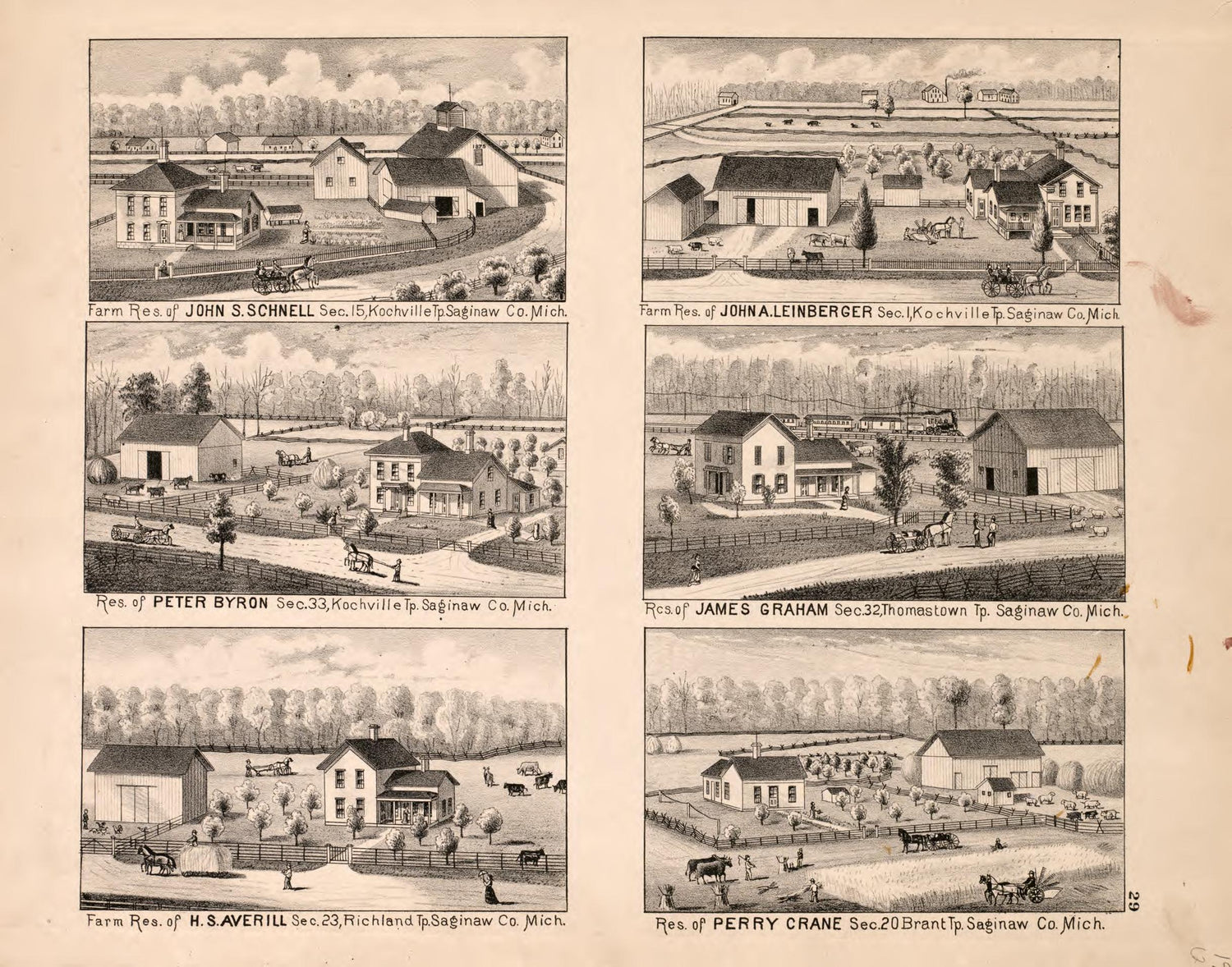 6 Views from Atlas of Saginaw County, Michigan : from Recent and Actual Surveys and Records 1877 by Relic Map Company
