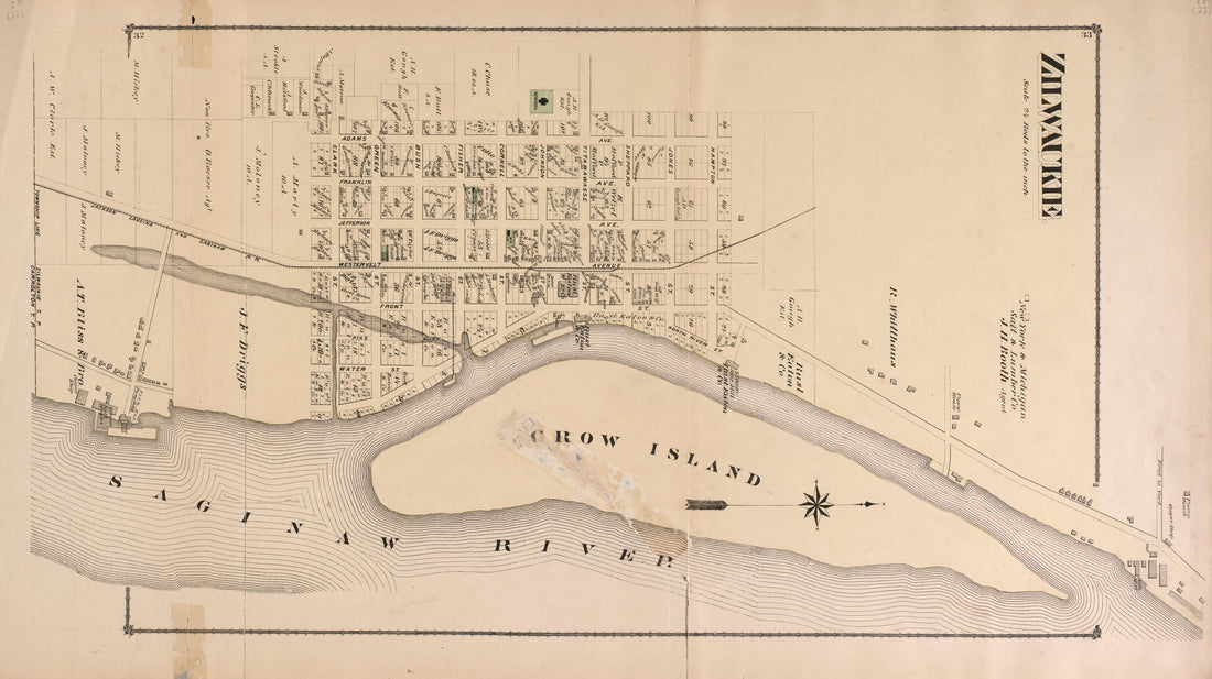 Zilwaukie Township from Atlas of Saginaw County, Michigan : from Recent and Actual Surveys and Records 1877 by Relic Map Company