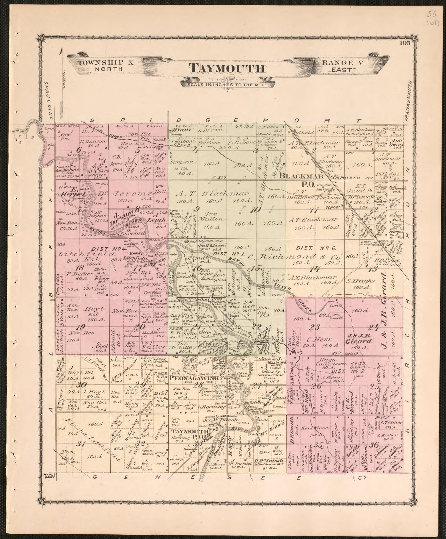 Taymouth Township from Atlas of Saginaw County, Michigan : from Recent and Actual Surveys and Records 1877 by Relic Map Company