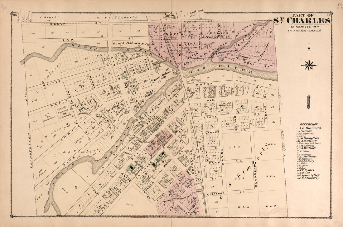 Part of St. Charles Township from Atlas of Saginaw County, Michigan : from Recent and Actual Surveys and Records 1877 by Relic Map Company