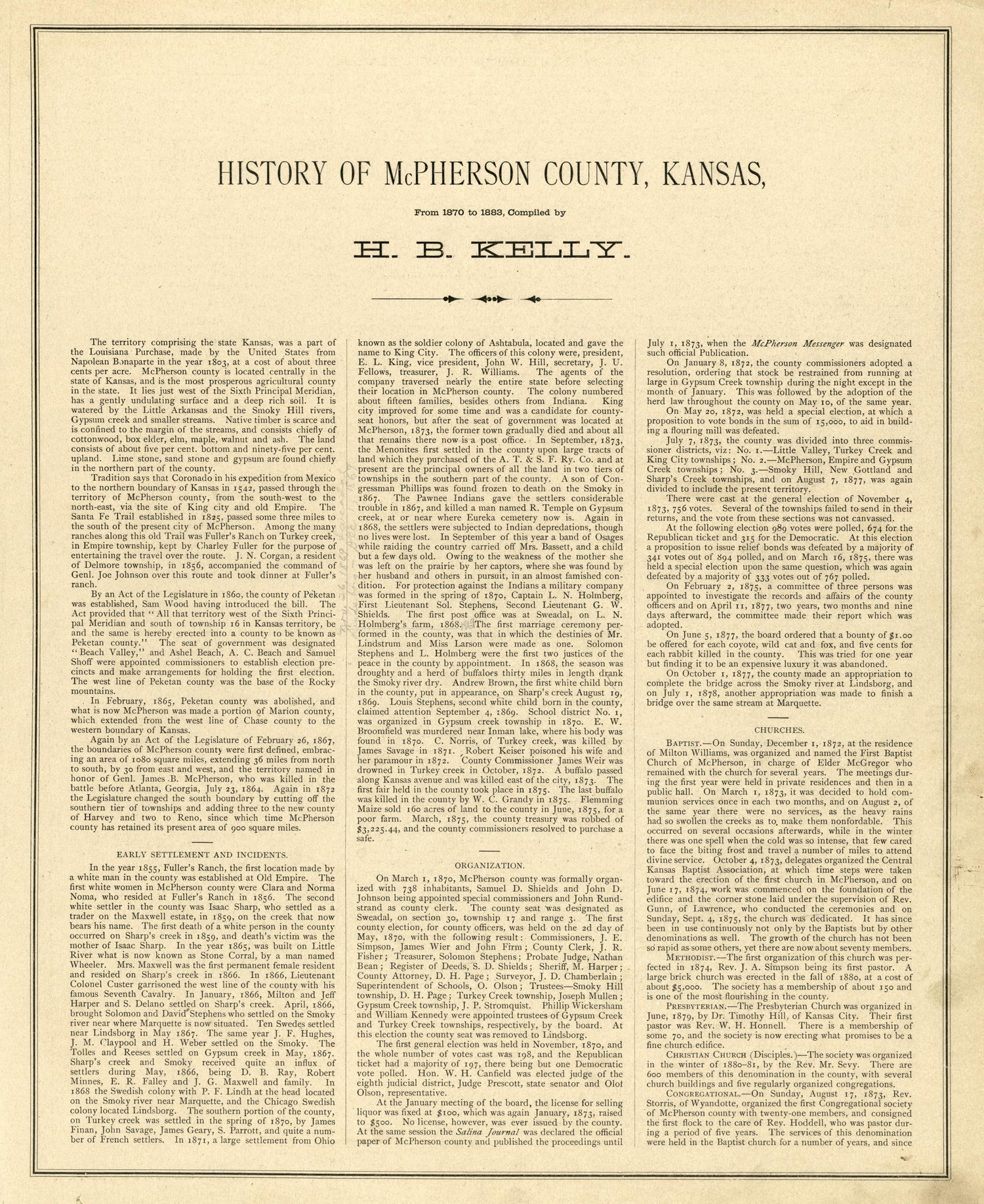 History of McPherson County, Kansas from Edwards&