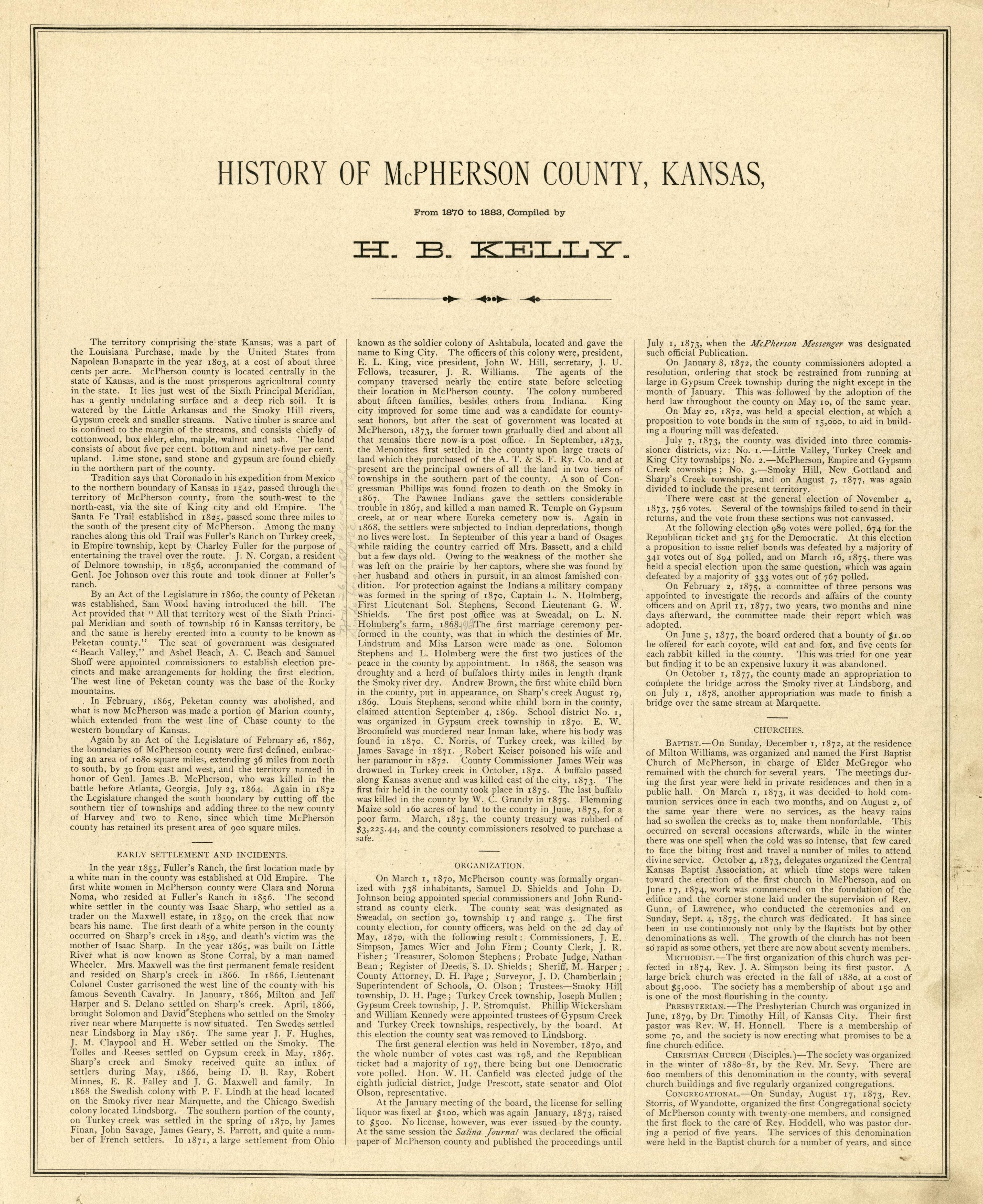 History of McPherson County, Kansas from Edwards&