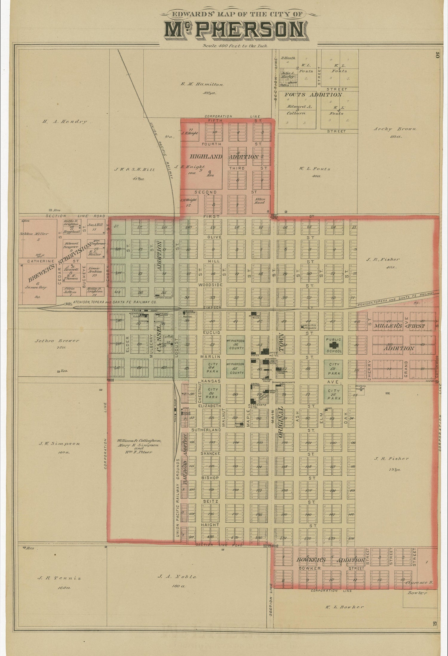 Map of the City of McPherson from Edwards&