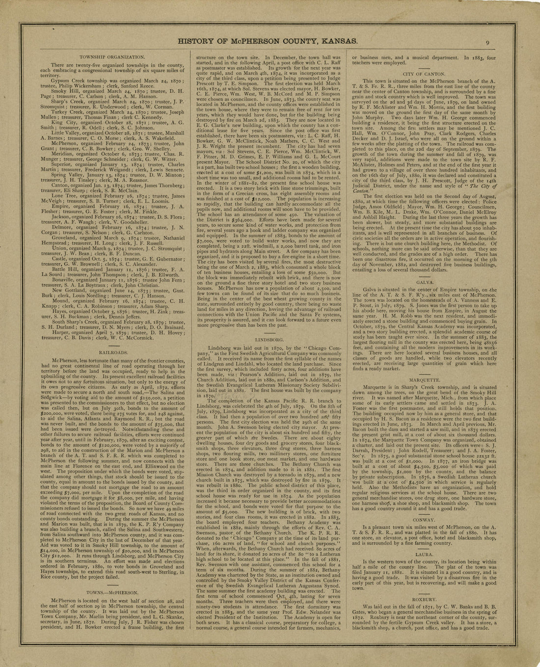 History of McPherson County, Kansas, Cont&