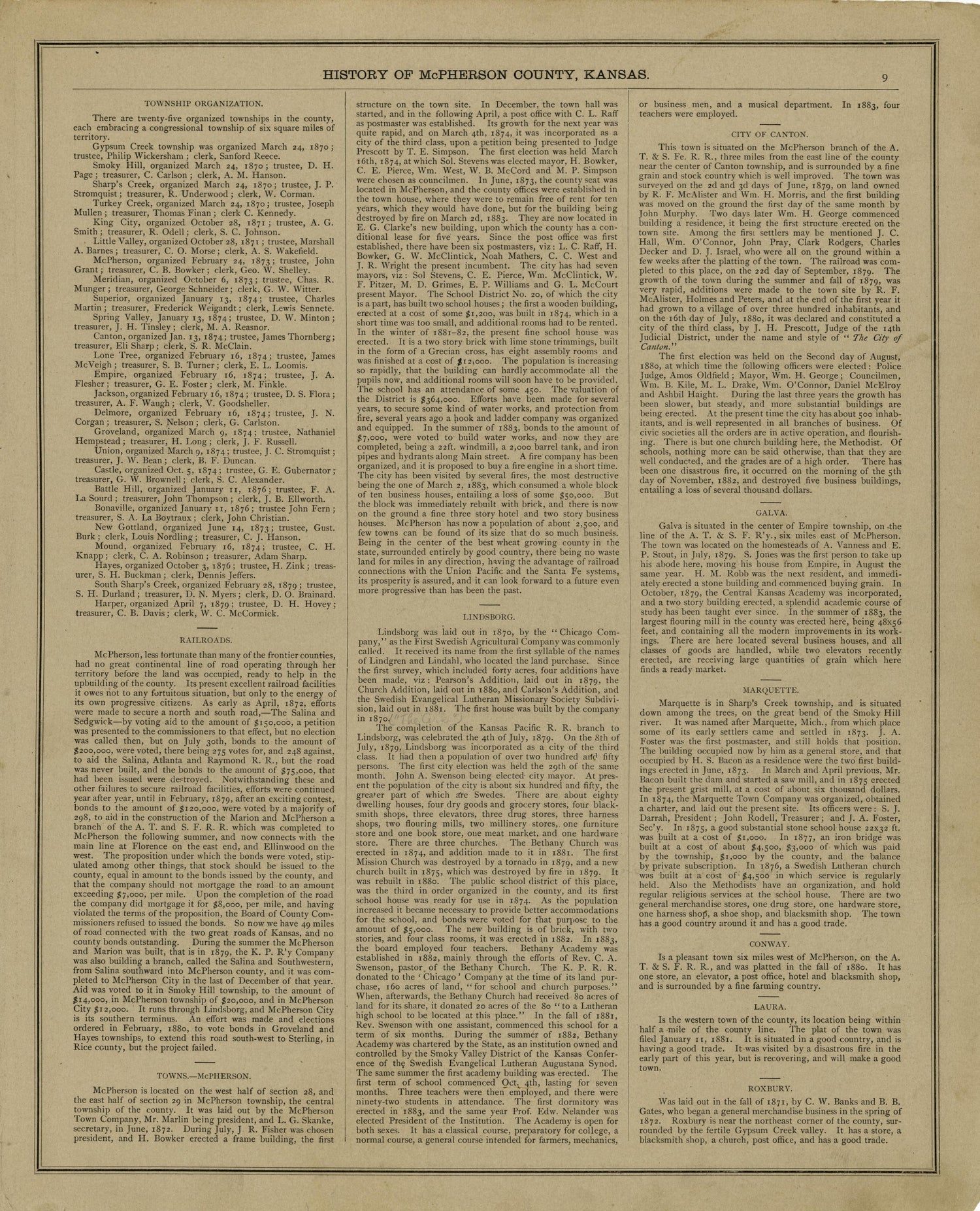 History of McPherson County, Kansas, Cont&
