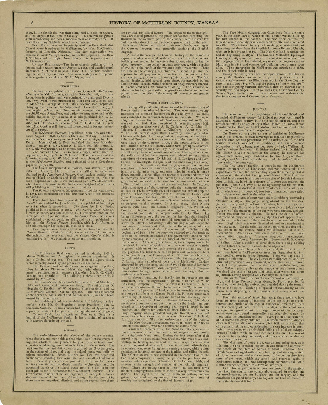 History of McPherson County, Kansas, Cont&