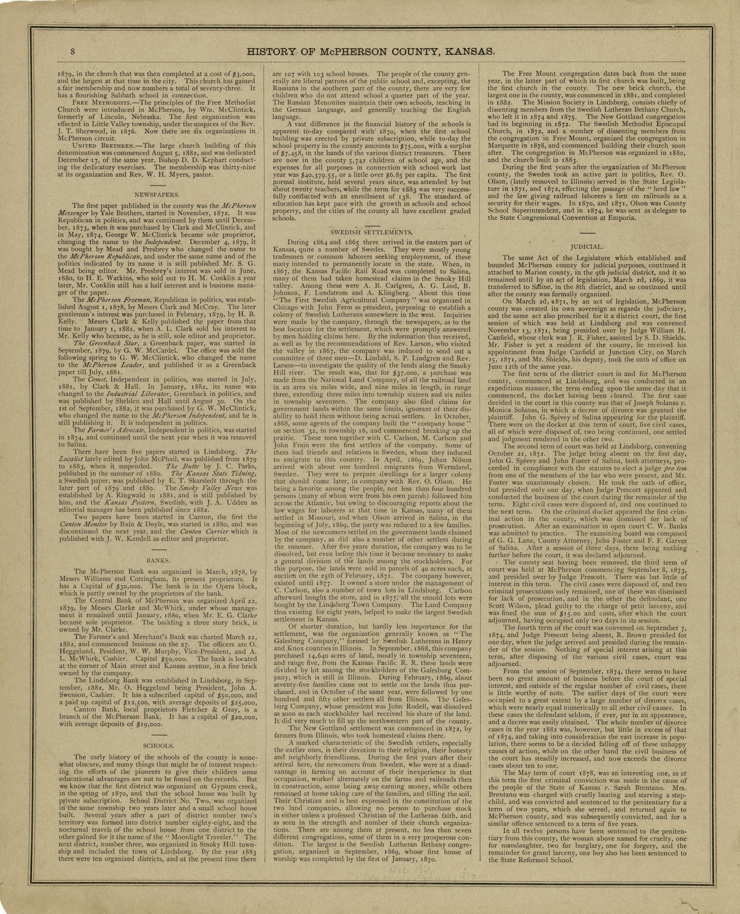 History of McPherson County, Kansas, Cont&