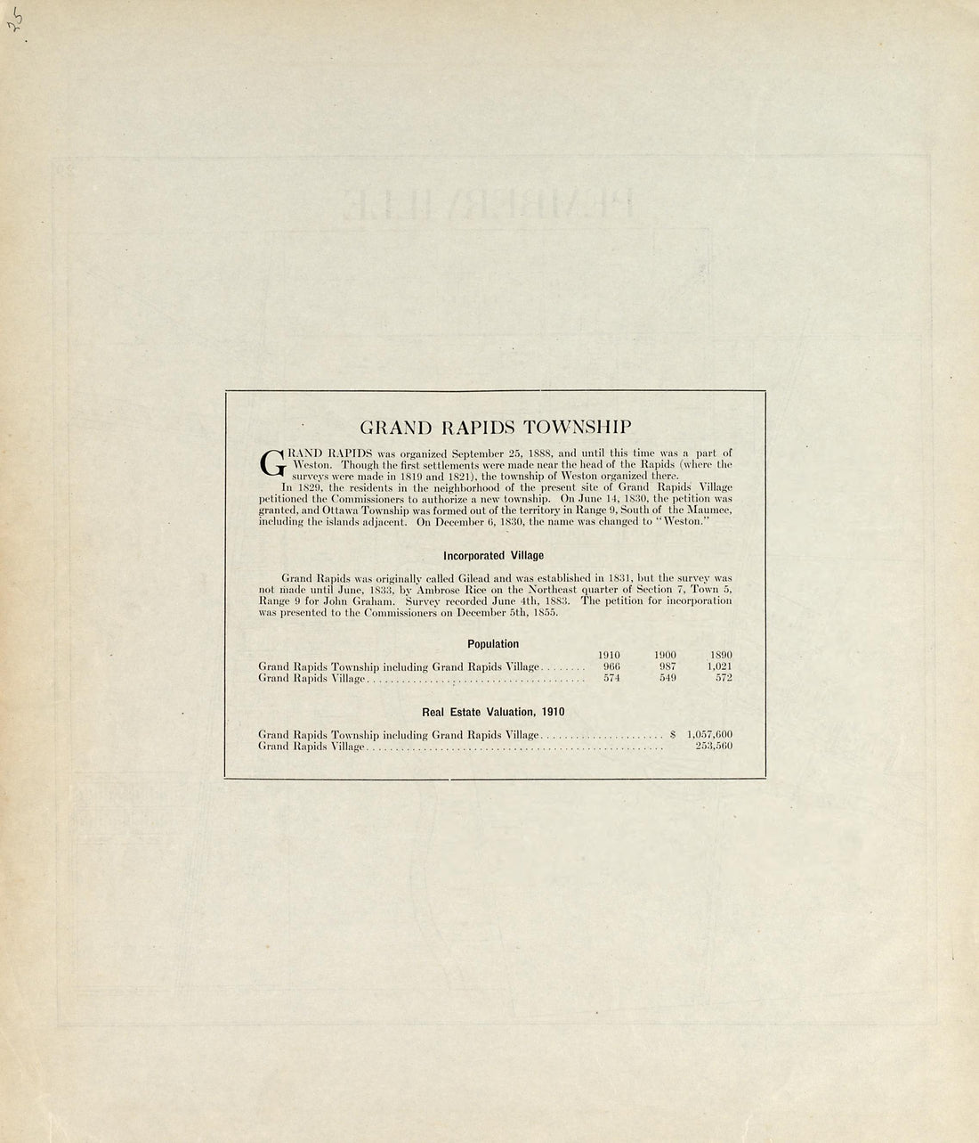 Grand Rapids Township from an Atlas of Wood County, Ohio 1912 by Relic Map Company