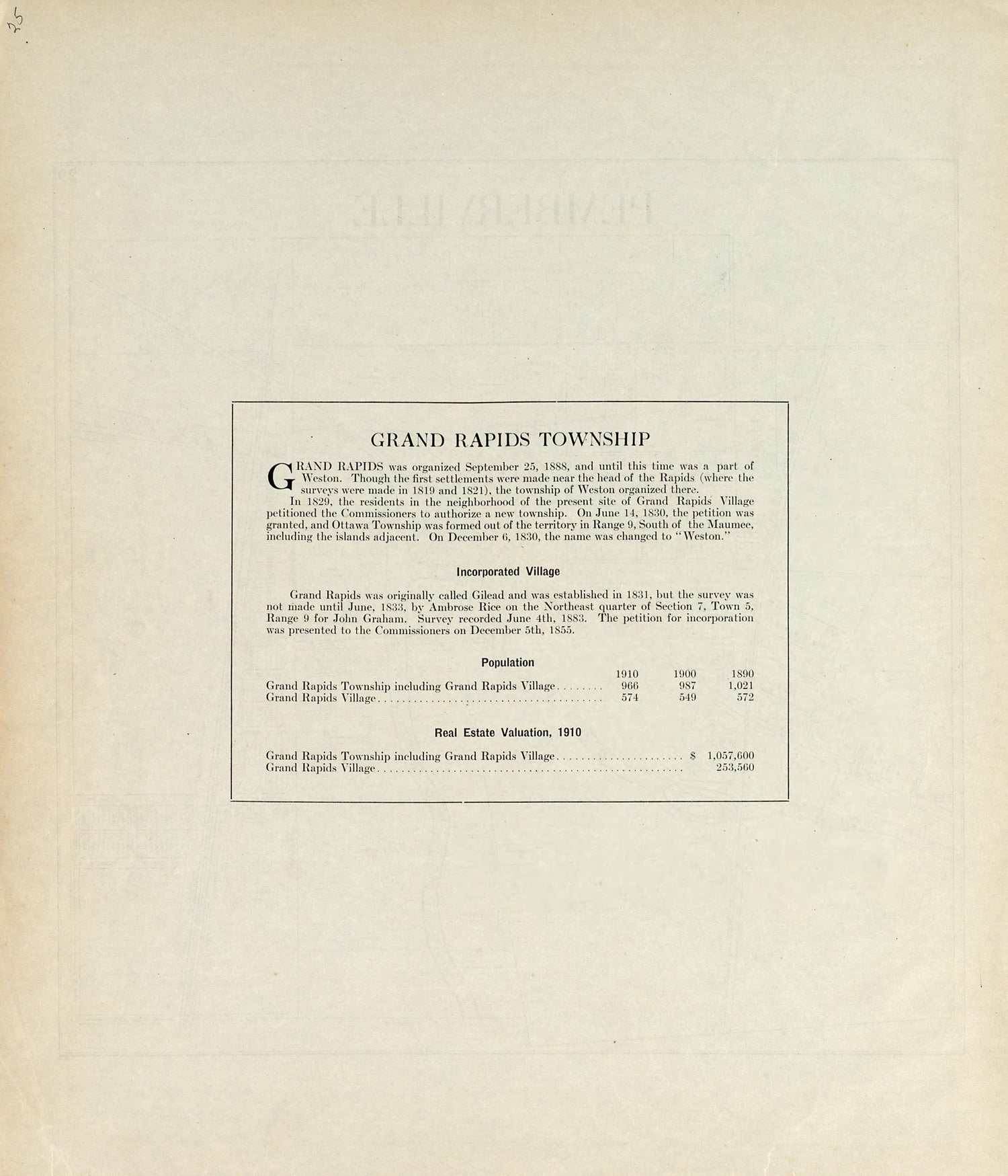 Grand Rapids Township from an Atlas of Wood County, Ohio 1912 by Relic Map Company