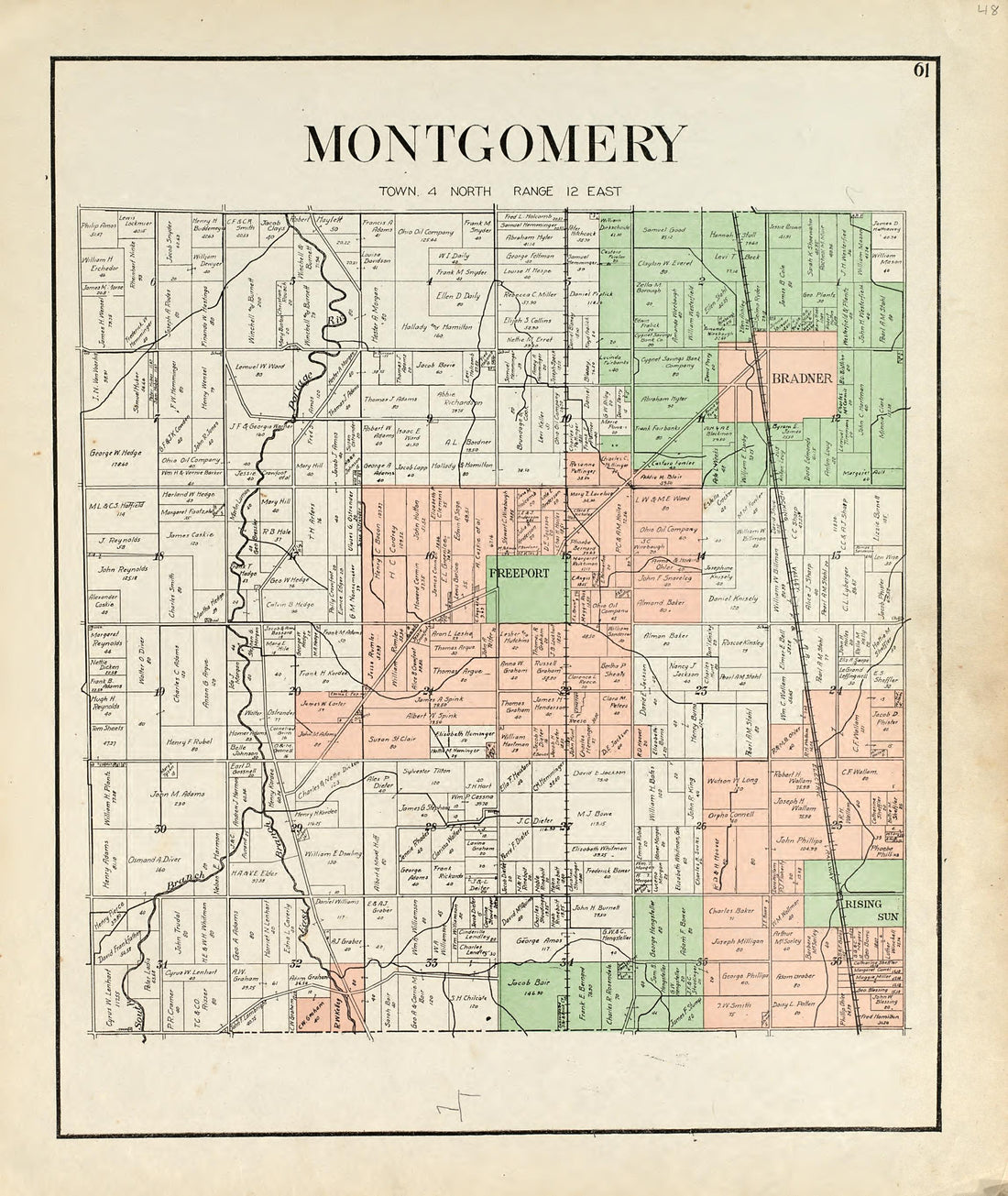 Montgomery from an Atlas of Wood County, Ohio 1912 by Relic Map Company