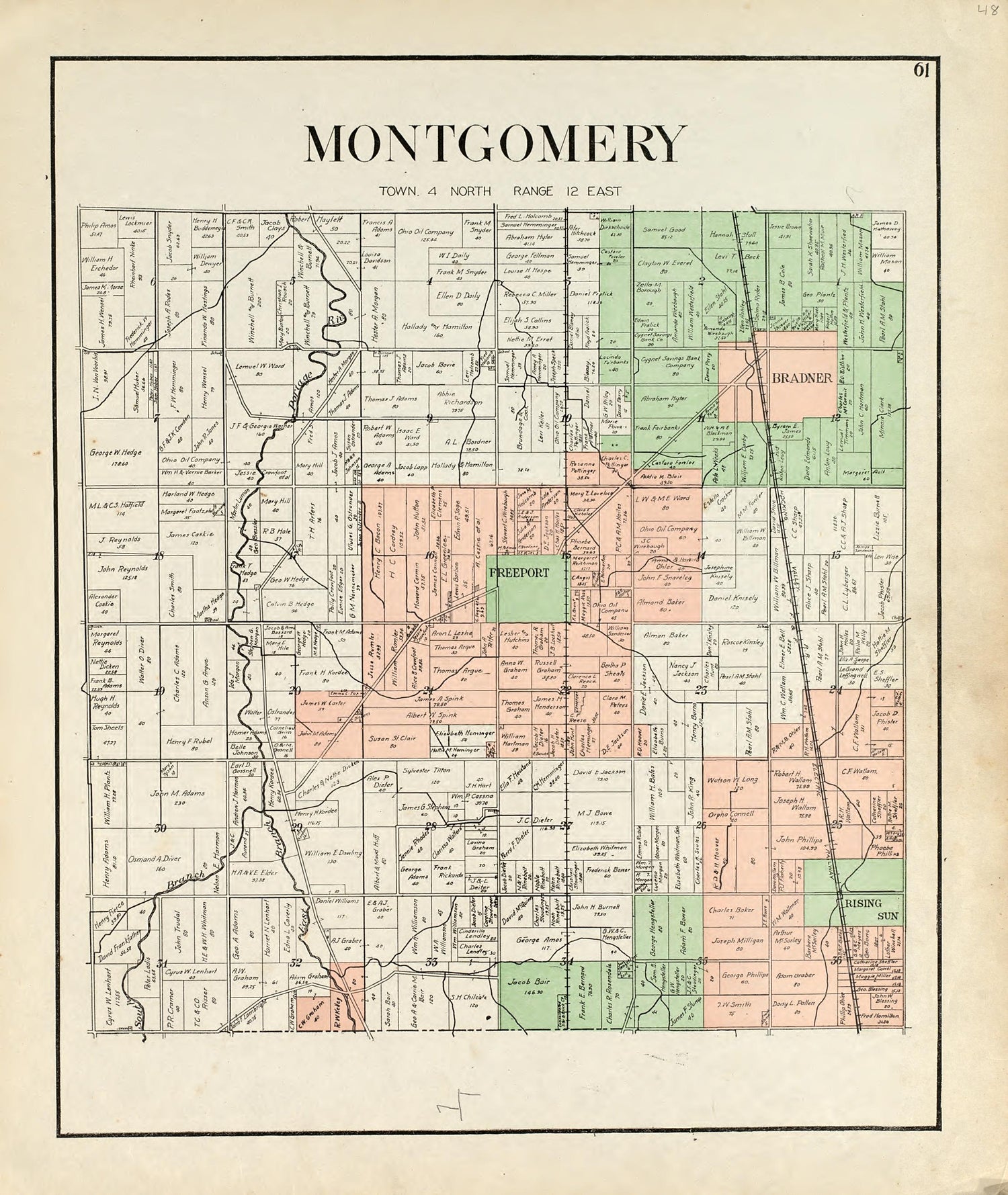 Montgomery from an Atlas of Wood County, Ohio 1912 by Relic Map Company