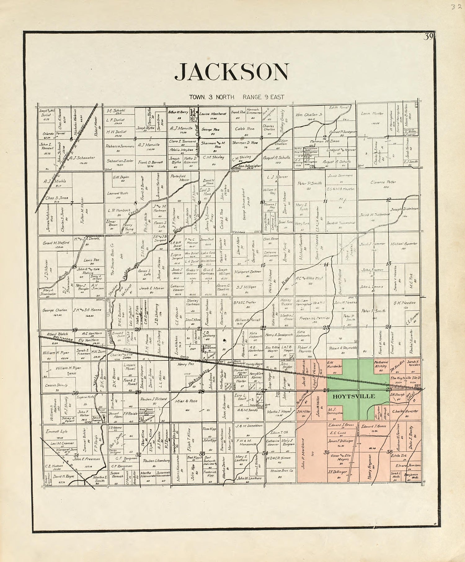 Jackson from an Atlas of Wood County, Ohio 1912 by Relic Map Company