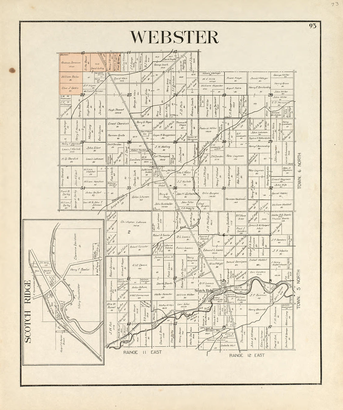Webster; Scotch Ridge from an Atlas of Wood County, Ohio 1912 by Relic Map Company
