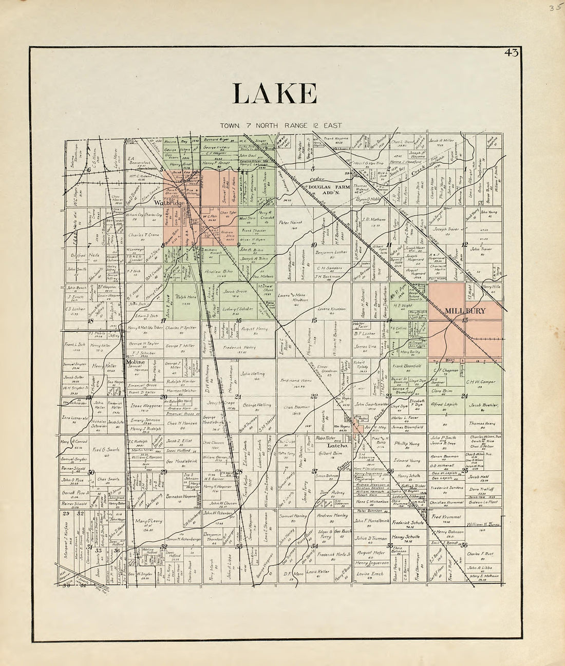 Lake from an Atlas of Wood County, Ohio 1912 by Relic Map Company