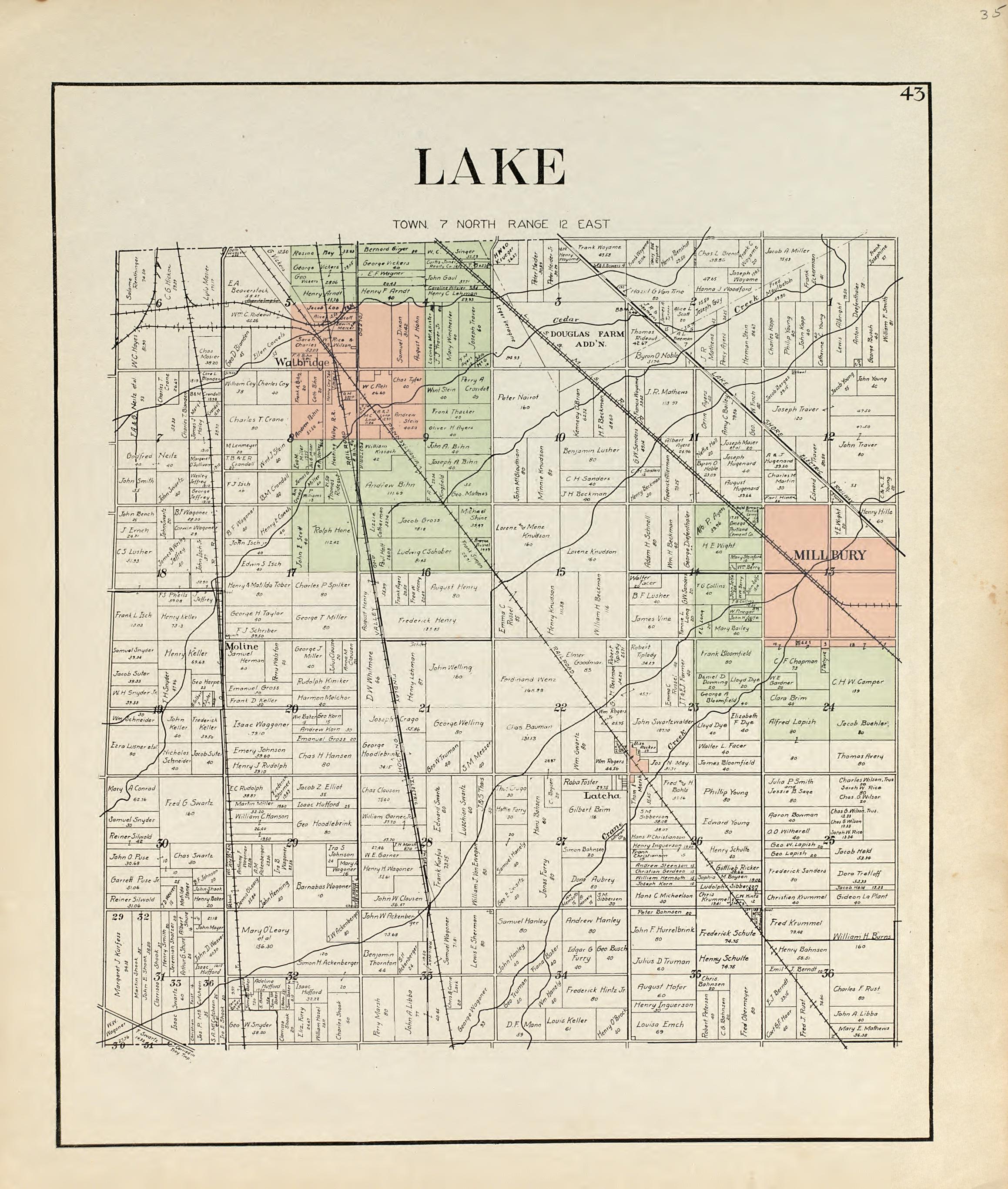 Lake from an Atlas of Wood County, Ohio 1912 by Relic Map Company