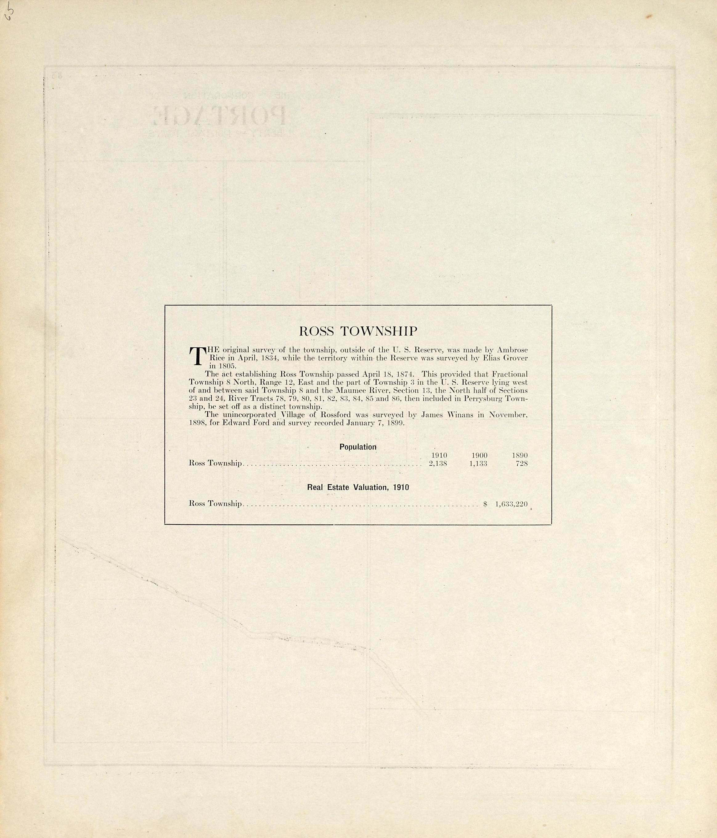 Ross Township from an Atlas of Wood County, Ohio 1912 by Relic Map Company
