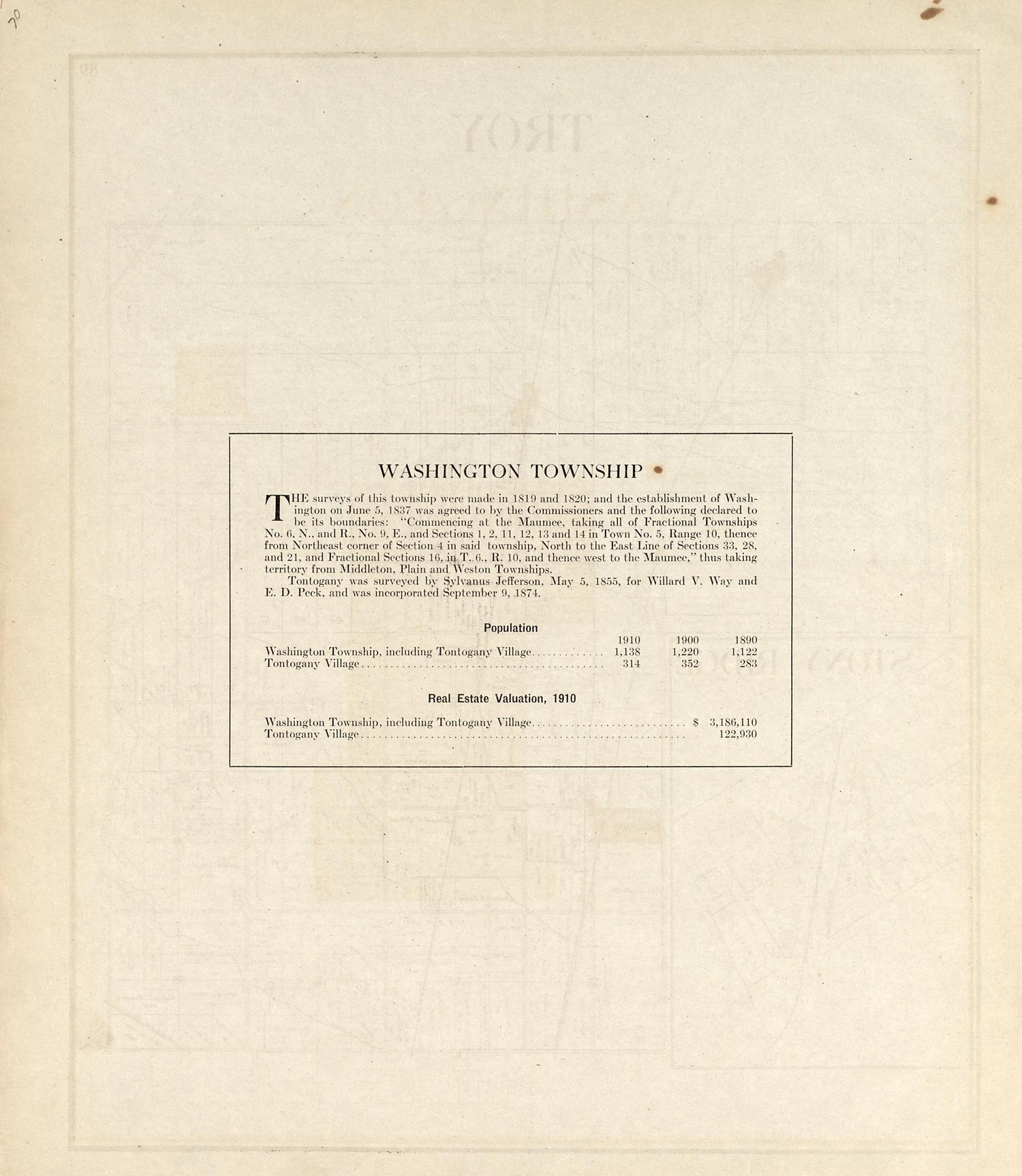 Washington Township from an Atlas of Wood County, Ohio 1912 by Relic Map Company