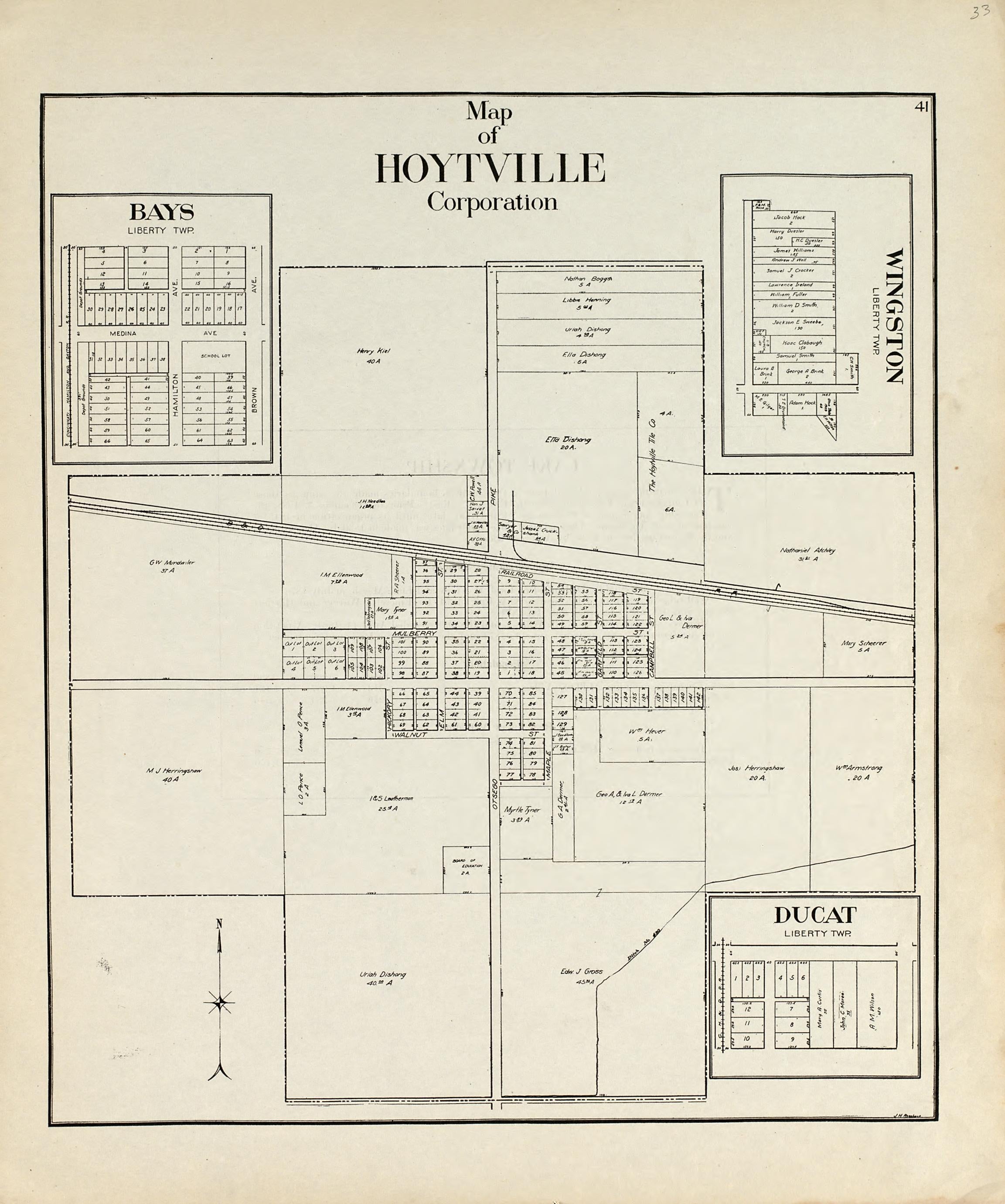 Map of Hoytville Corporation from an Atlas of Wood County, Ohio 1912 by Relic Map Company