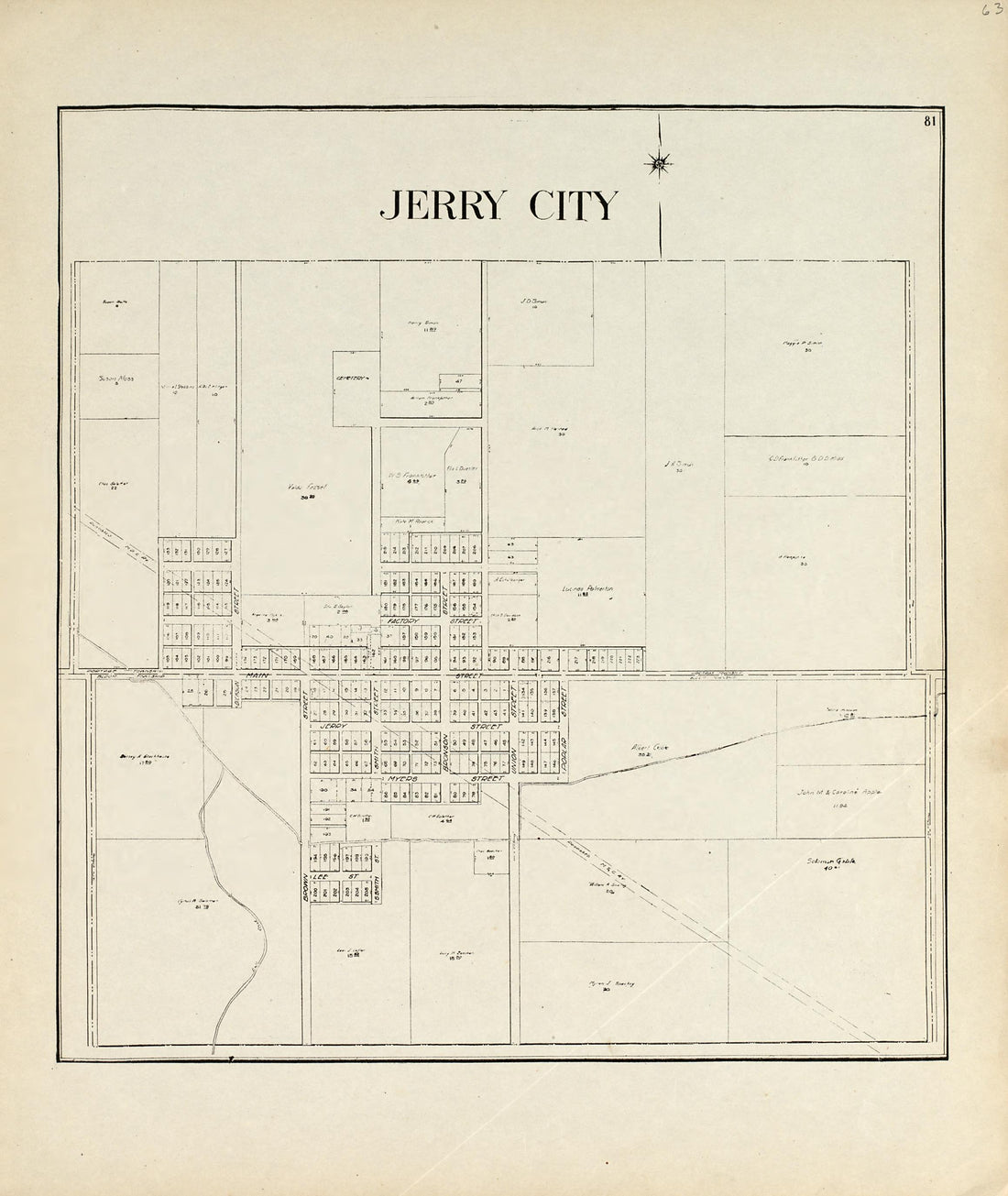 Jerry City from an Atlas of Wood County, Ohio 1912 by Relic Map Company