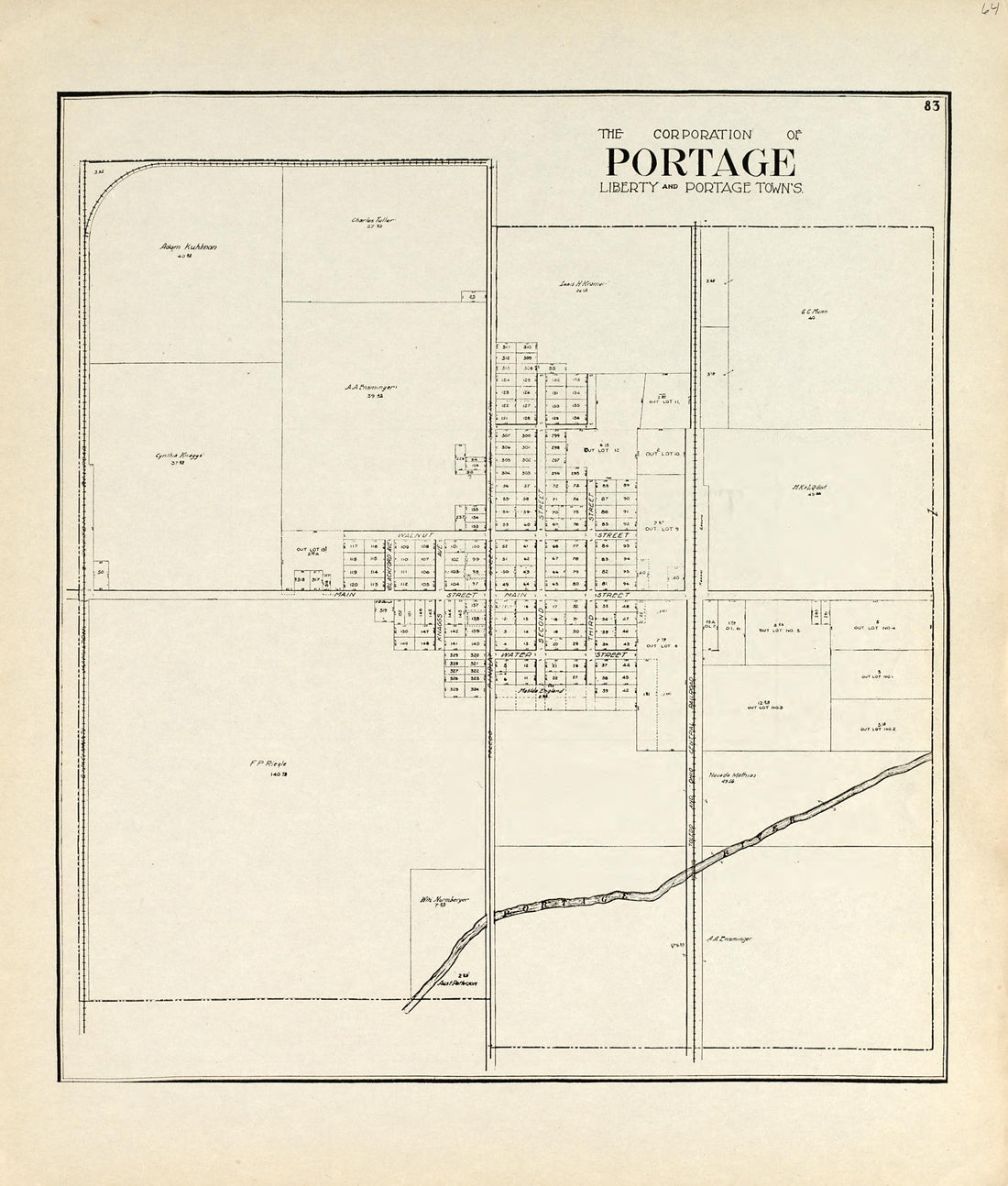 The Corporation of Portage, Liberty and Portage Towns from an Atlas of Wood County, Ohio 1912 by Relic Map Company