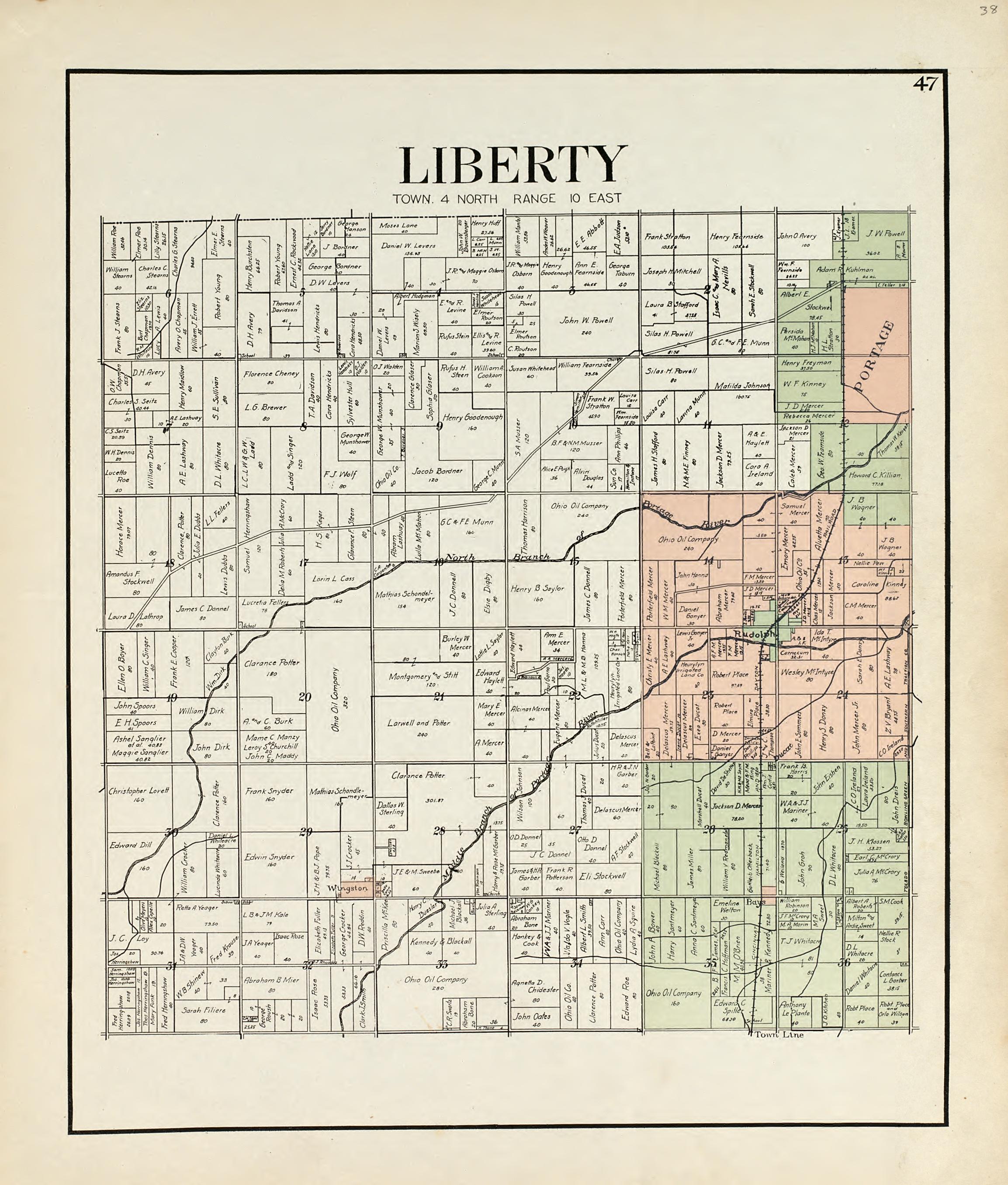 Liberty from an Atlas of Wood County, Ohio 1912 by Relic Map Company