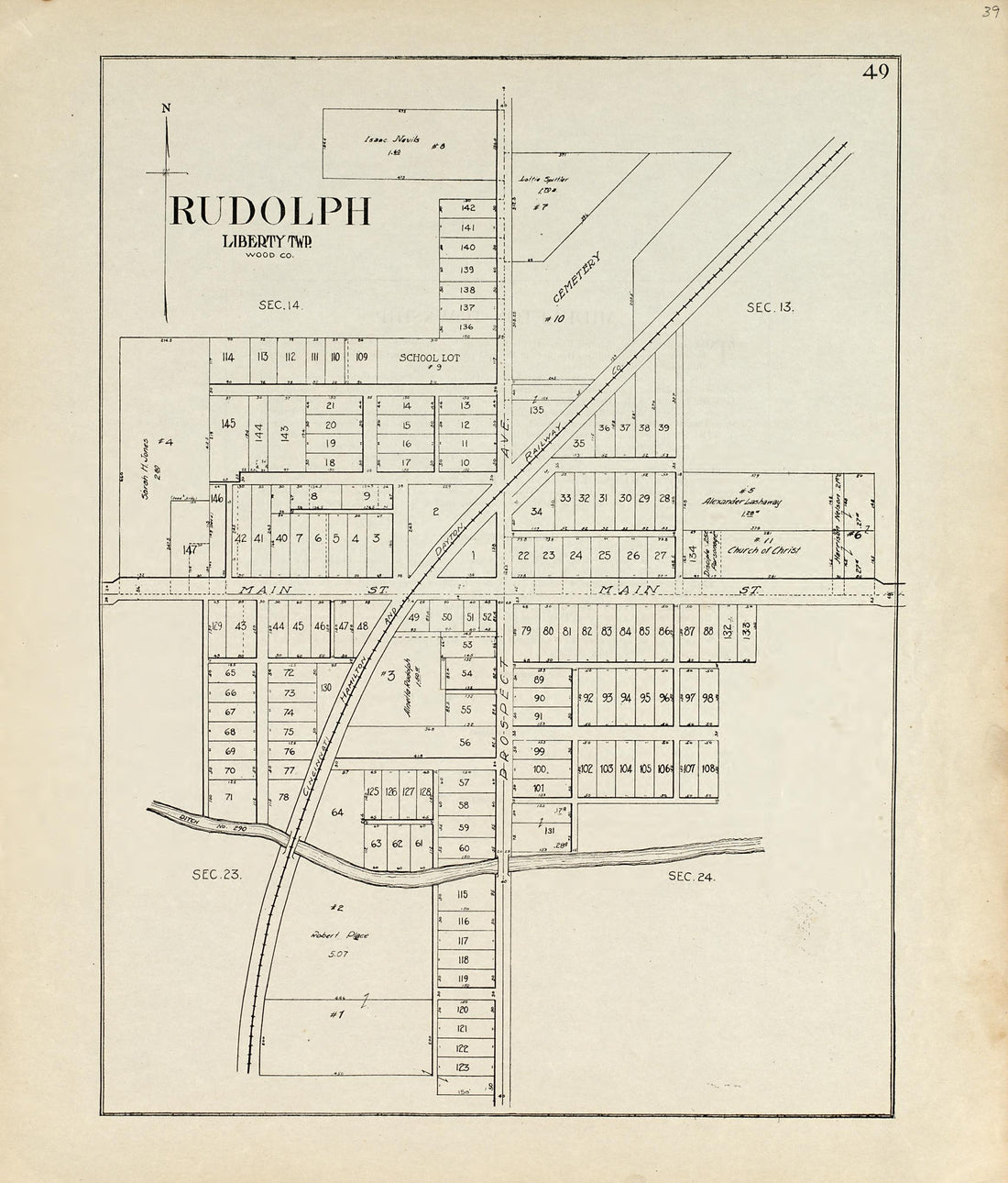 Rudolph Township from an Atlas of Wood County, Ohio 1912 by Relic Map Company